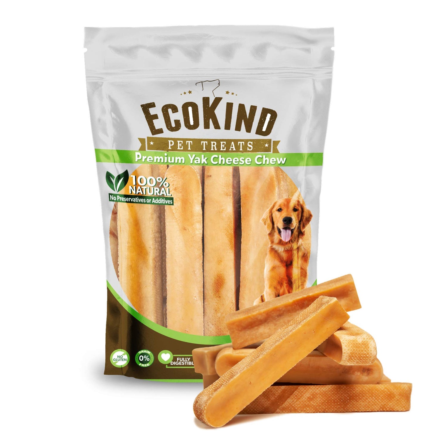 EcoKind Yak Cheese Dog Chews | 2 lb. Bag | Healthy Dog Treats, Odorless, Rawhide Free, Long Lasting Dog Bones for Aggressive Chewers, Indoors & Outdoor Use, Made in The Himalayans