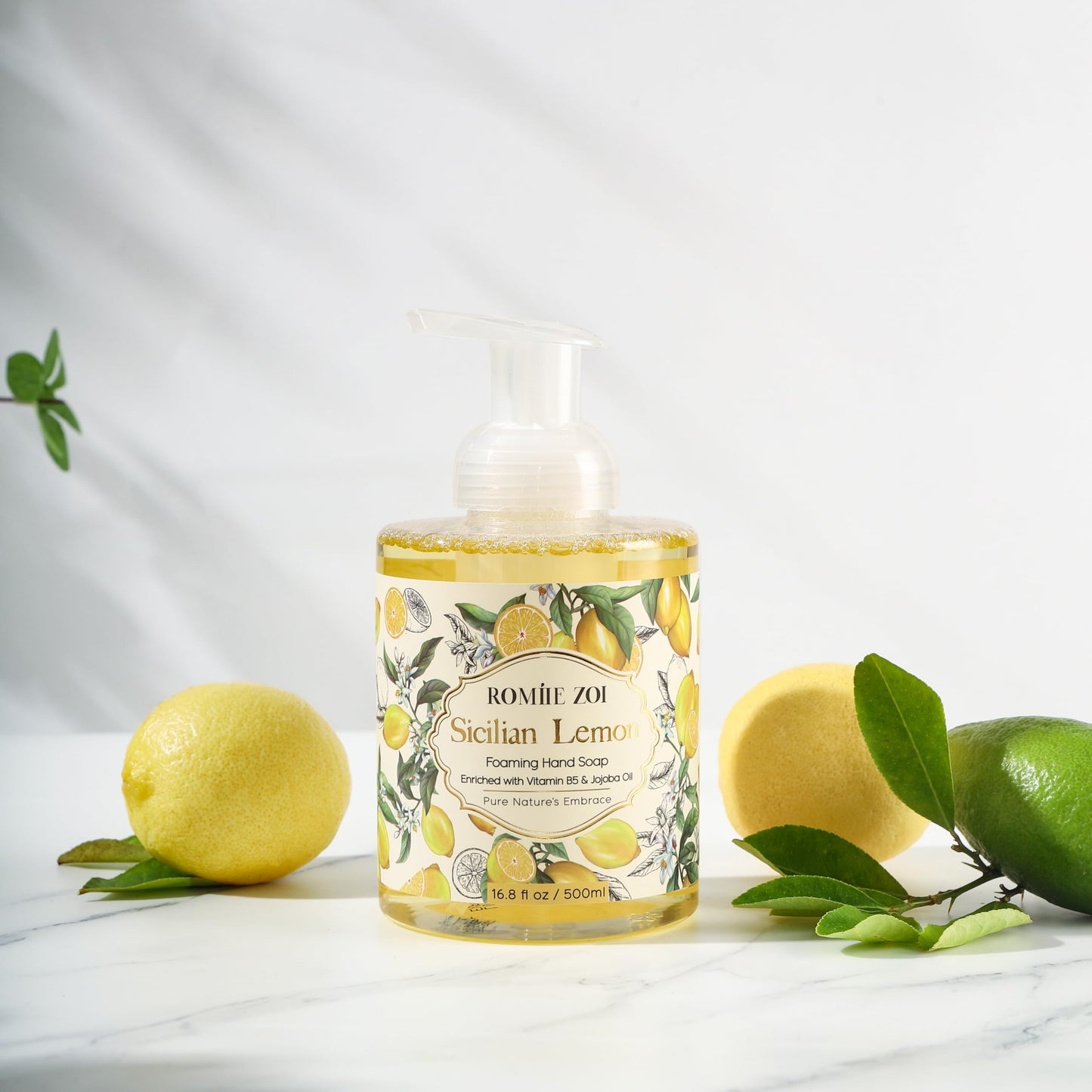 ROMIIE ZOI Foaming Hand Soap with Gift Box- Sicilian Lemon - Biodegradable Formula Moisture & Revitalize - 500ml/ 16.8oz