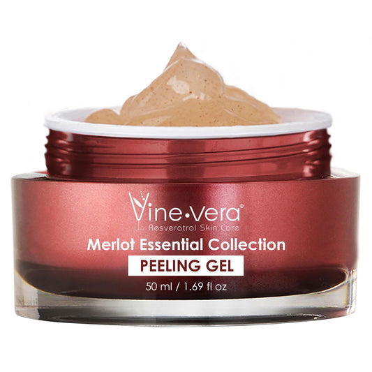 Vine Vera Merlot Peeling Gel - Face Scrub Peel to Gently Exfoliate Skin - Vine Vera Products for All Skin Types - Resveratrol Skin Care Products from the Vine Vera Collection - 50 Ml / 1.69 Fl Oz.