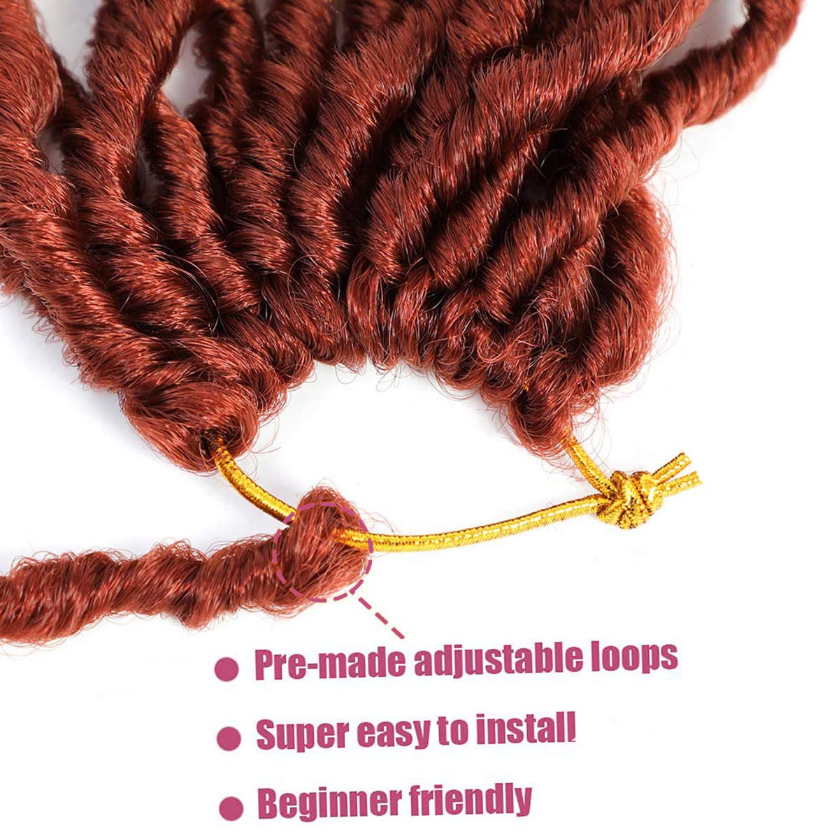 24 Inch 7 Packs Soft Locs Crochet Hair Copper Red Ginger Color 350 New Faux Locs Pre-looped Super Lightweight Synthetic Hair Braids For Black Women(24inch, 7packs, #350)