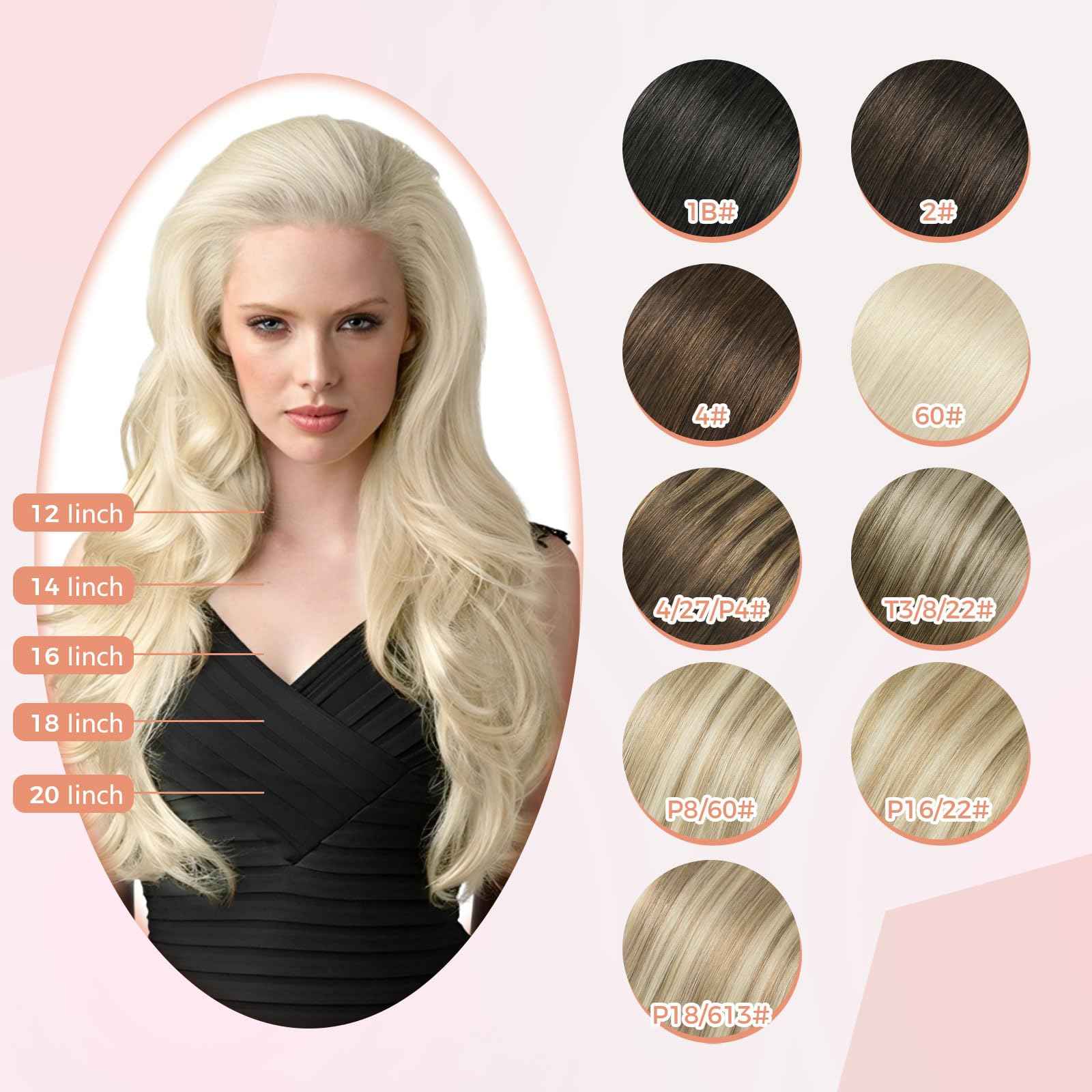 MEI YUAN LIN Clip In Hair Extensions Real Human Hair Platinum Blonde Hair Extensions Clip Ins Silky Soft 18 Inch 5pcs 80g