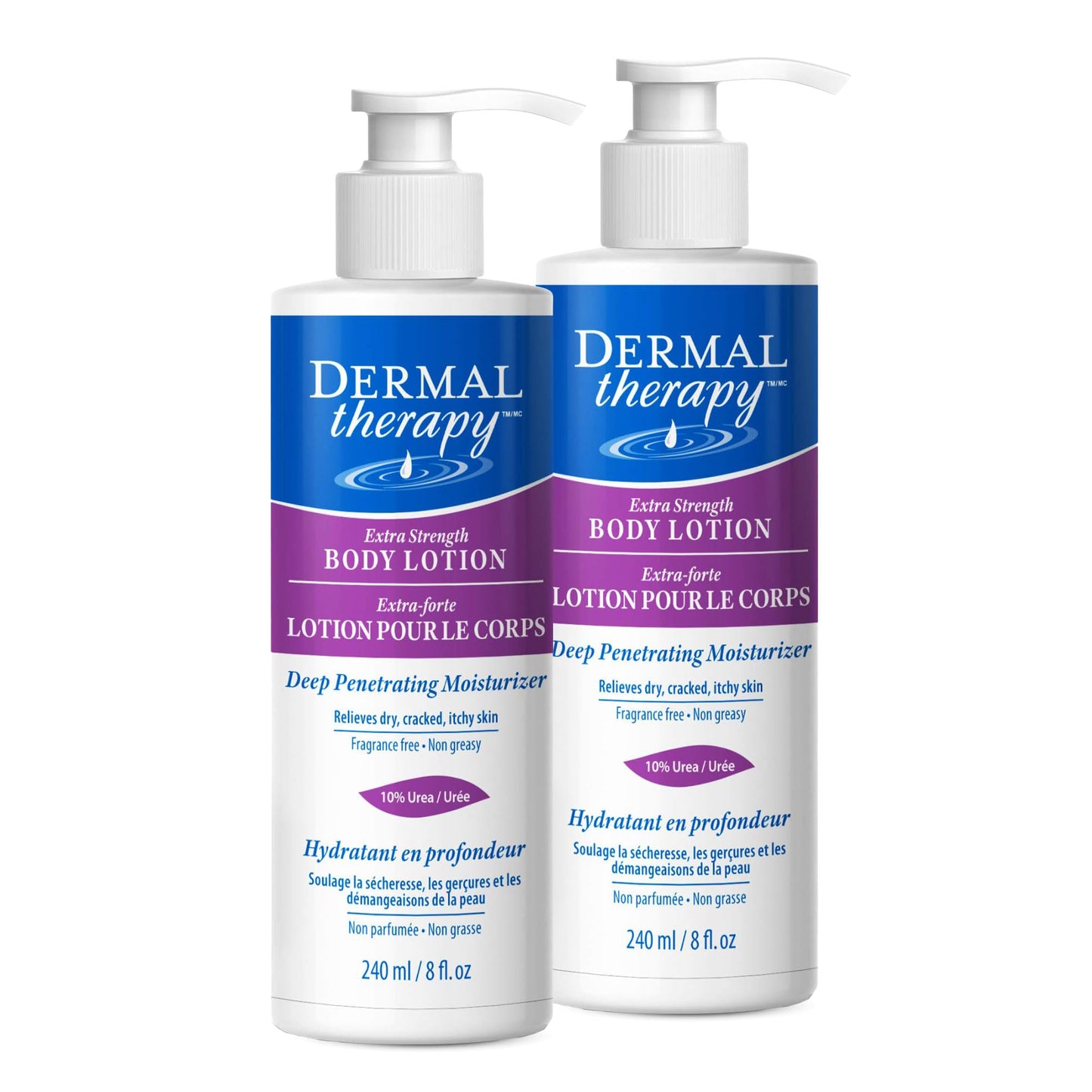 Dermal Therapy Extra Strength Body Lotion - Hydrating Treatment Restores Moisture to Heal Dry, Cracked, Itchy Skin | 5% Alpha Hydroxy Acids and 10% Urea | 8 fl. oz (TwoPack)