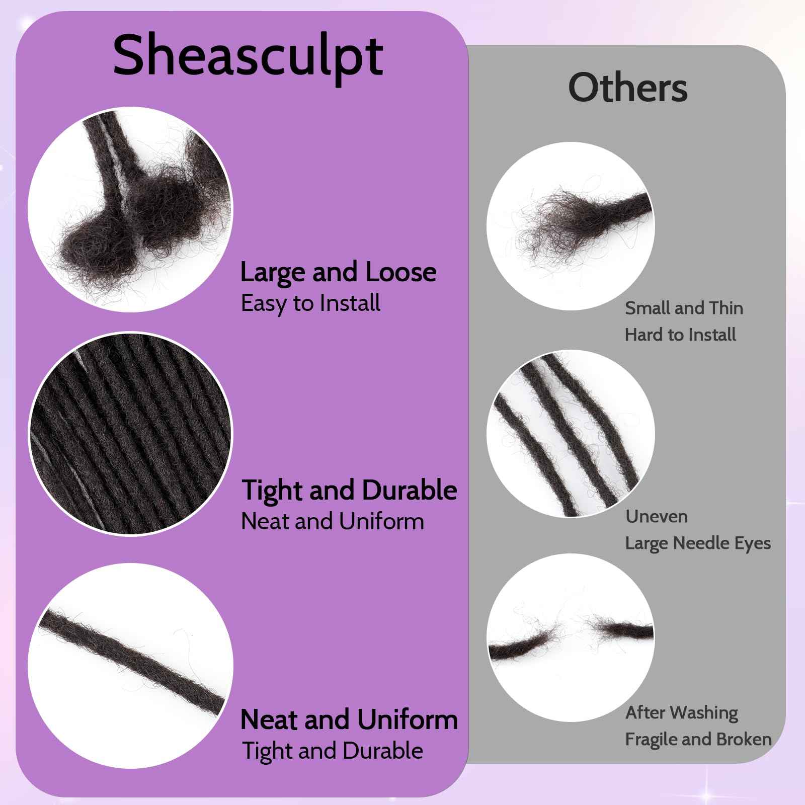 Loc Extensions Human Hair 0.4cm&0.6 cm&0.8cm width 4-18inch 10, 20, 40, 100 strands 100% Human Hair Locs Extensions for Men Women Natural Dreadlocks Can Be Dyed Bleached Curled 0.4cm 8inch 30 Strands