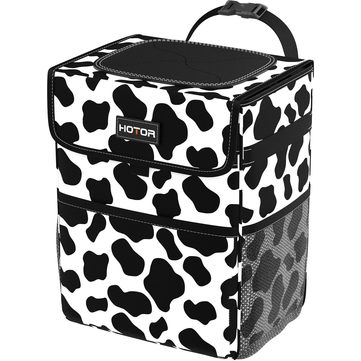 HOTOR Car Trash Can - Leak-Proof Car Organizer and Storage Bag for The Back/Front/Console of Any Cars,Sedans, SUVs & Trucks Easy-to-Install Car Accessory Interior, Cow Print