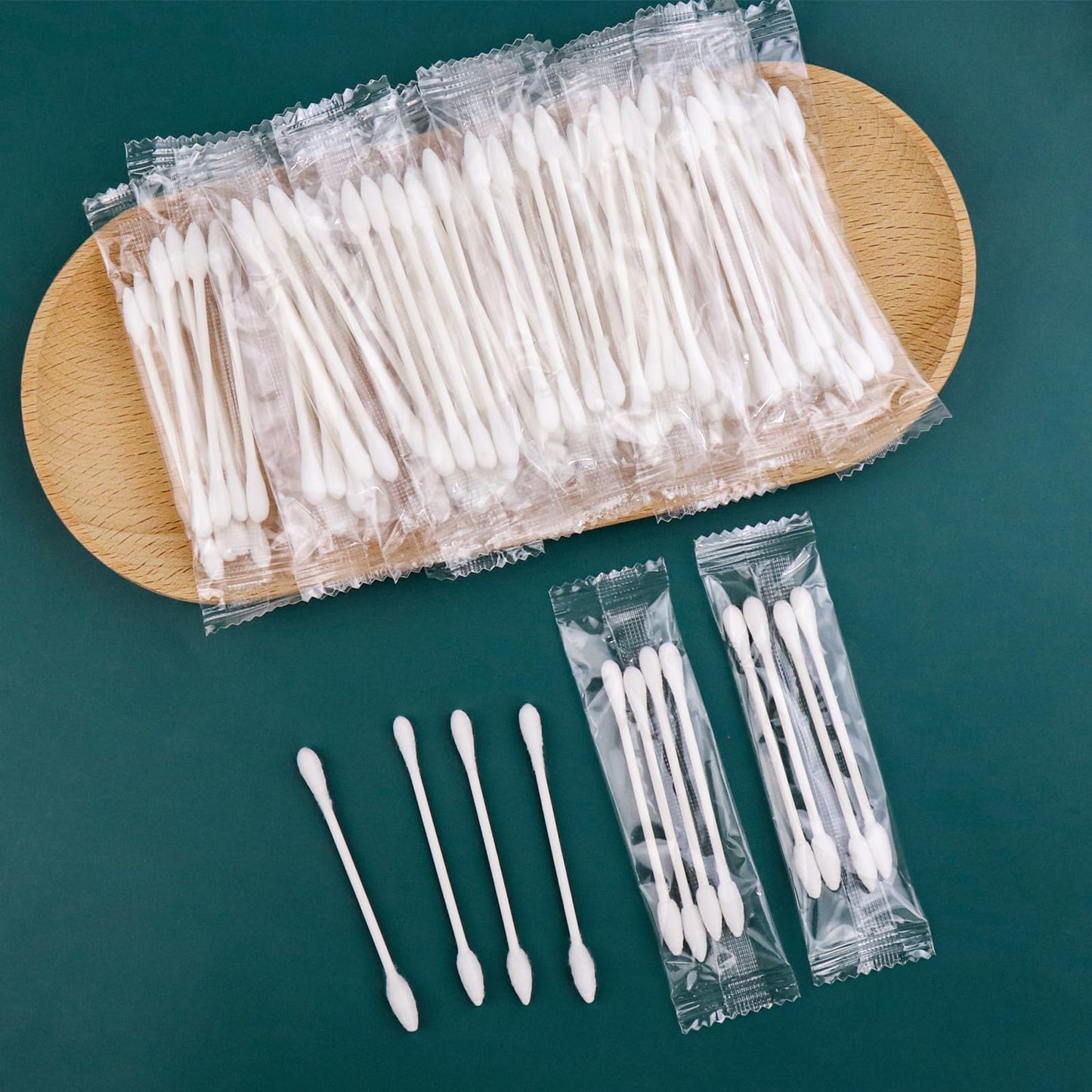 1000 Pack Cotton Swabs, Individually Wrapped Cotton Swab, Individually Wrapped Double Tipped Paper Sticks for Ear, Make-up(4pcs per Bag,1000 Bags,Round+Pointed Shape)