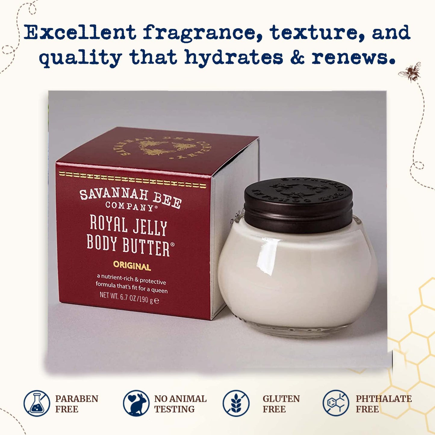 Savannah Bee Company Royal Jelly Body Butter - Deep Hydrating Body Butter for Dry Skin