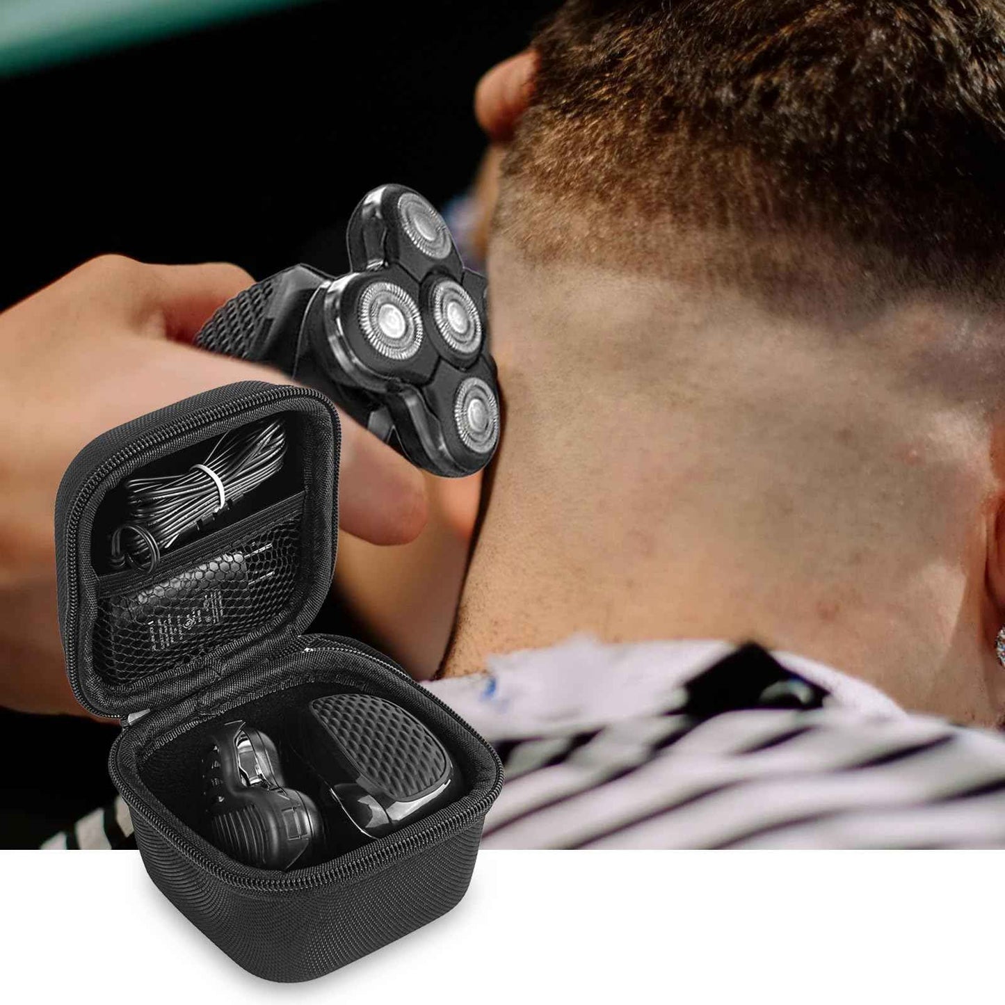 Linkidea Hard EVA Head Hair Shaver Case, Men's Balder Boss with Mesh Pocket for Travel, Travel Storage Bag Compatible with RMton Balder Pro Head Shaver XR7120/XR7000 (Black)