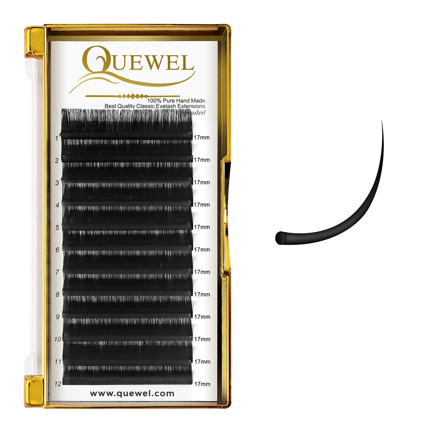 Classic Eyelash Extensions 0.07 C 17mm Lashes Extensions Supplies C/D Curl Single Length 9-20mm Mixed Length 9-16mm/15-20mm by QUEWEL (0.07 C 17)