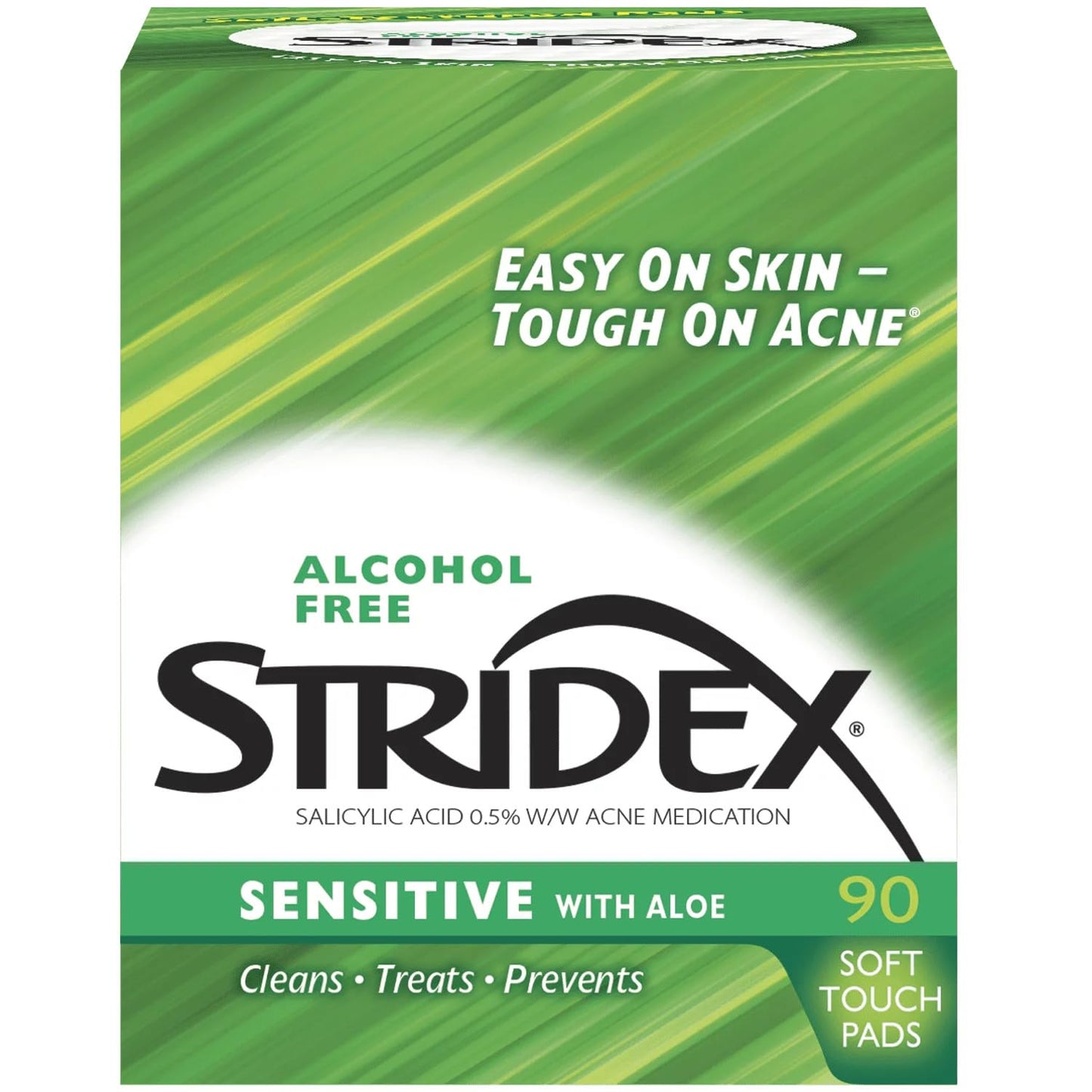 Stridex Daily Care Acne Pads with Aloe, Sensitive Skin - 90 Count (Pack of 2)