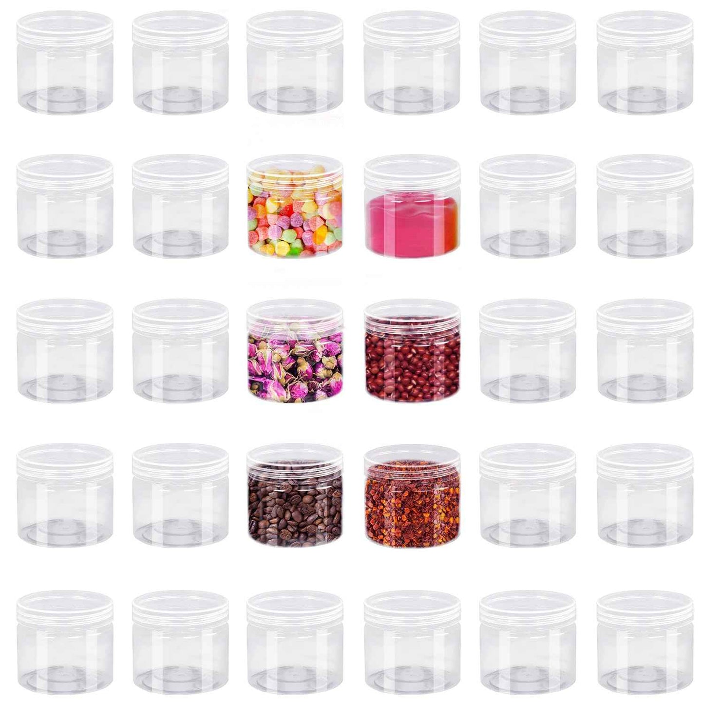 4oz Plastic Jars, 30 Pack Clear Slime Containers - Wide-Mouth Refillable Storage Jars for Cosmetics, Lotion & Food