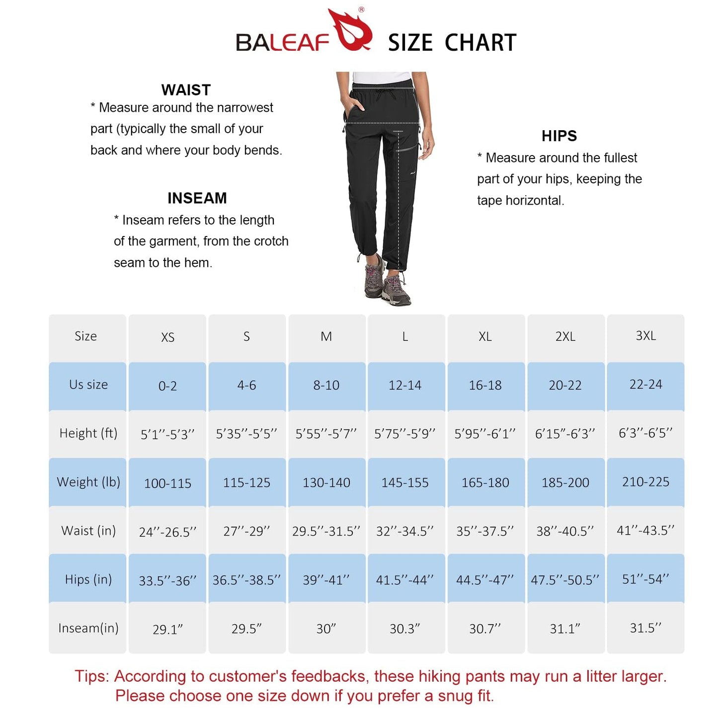 BALEAF Women's Hiking Pants Quick Dry Water Resistant Lightweight Joggers Pant for All Seasons Elastic Waist Glacier Gray Size XS