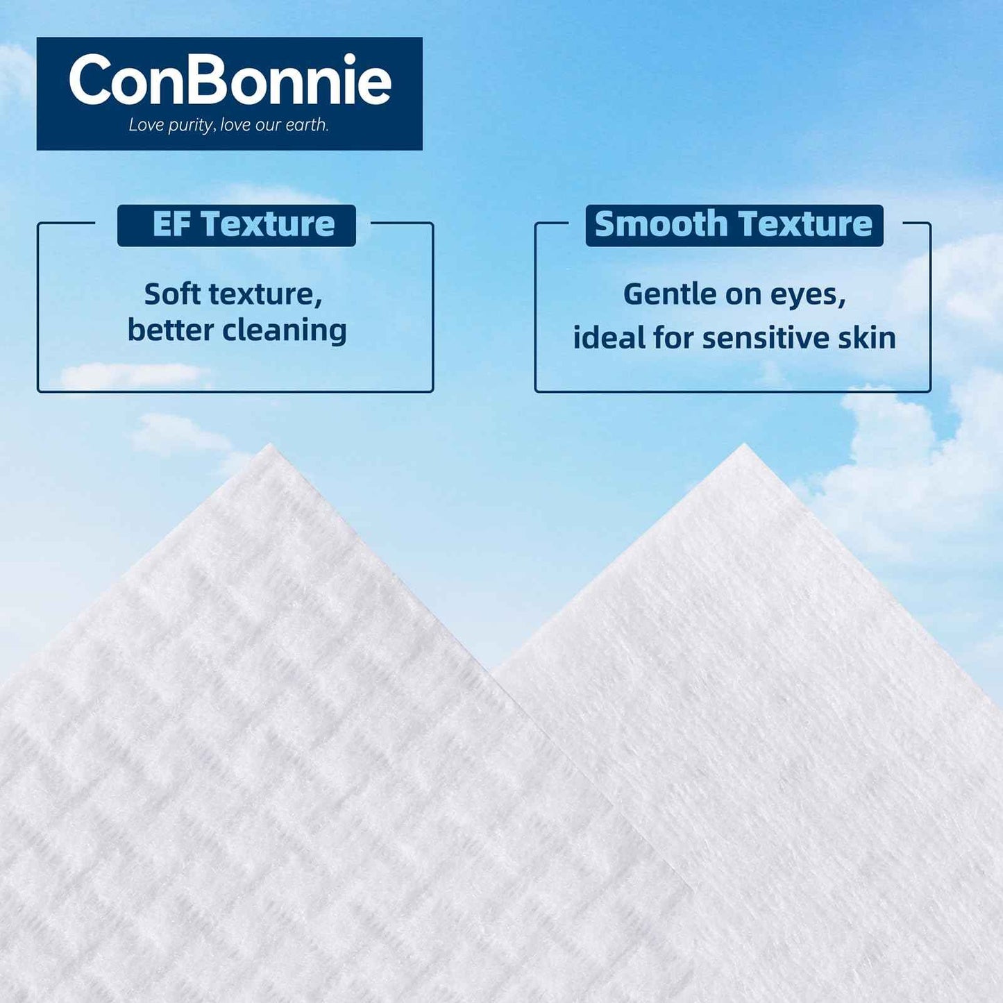 Conbonnie Clean Face Towels XL, Ultra Ed., 10"×12" Biobased Facial Towels, Disposable Face Towelette, Makeup Remover Dry Wipes, Thicker Textured for Skin Care, Clean Skin, 200 Count (4 Pack)