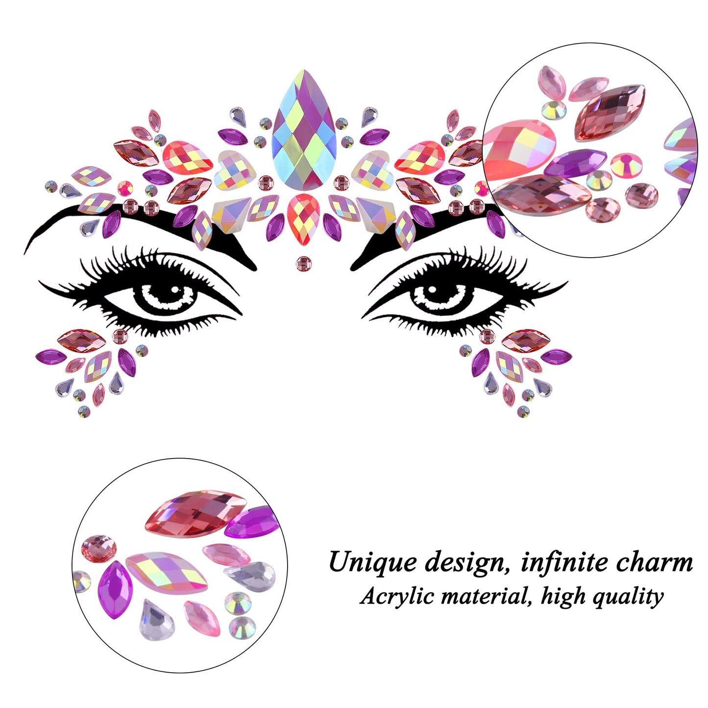 SIQUK 12 Sets Face Jewels Stick on Face Gems Stickers Adhesive Face Crystals Rhinestone Face Jewel for Rave Festival Party