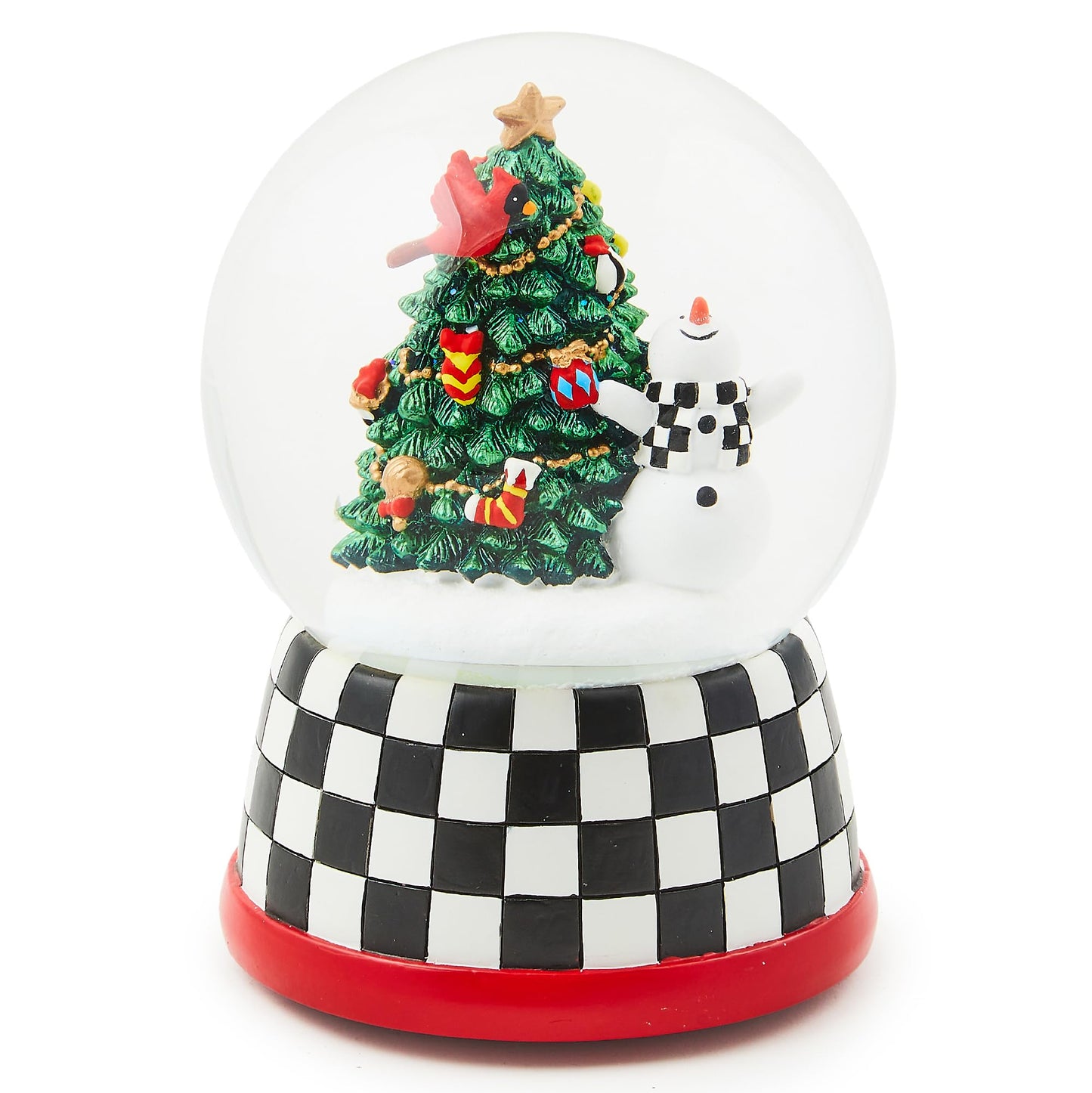 MACKENZIE-CHILDS Christmas Snow Globe and Music Box, Unique Musical Snow Globe Christmas Decoration, Cozy Christmas Snowman and Tree