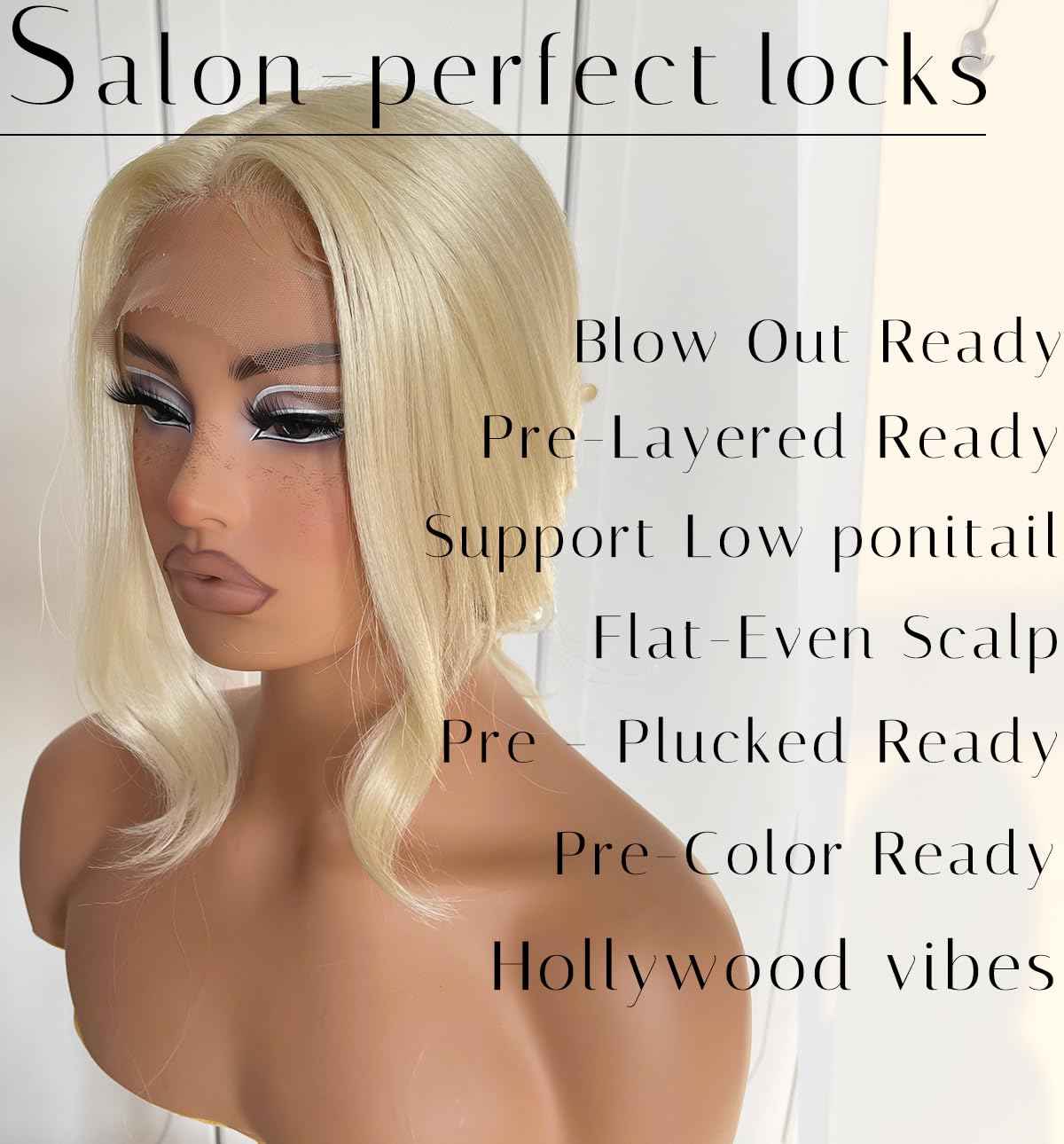 MITIMES 613 Glueless HD Lace Front Wig Pre Plucked Blonde Transparent Lace Frontal Wig Synthetic Long Body Wave Lace Front Wig With Natural Hairline