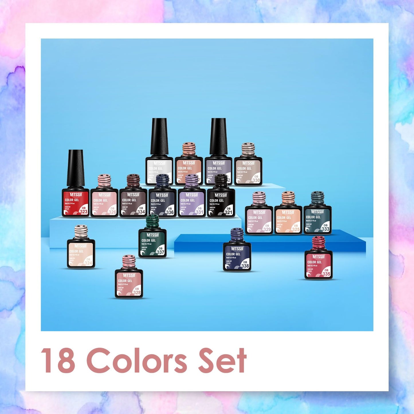 MTSSII Gel Polish Set18 PCS Gel Nail Polish Set 18 Colors Gel Polish Kit Colorful White Pink Red Blue Black Collection Gel Gifts for Women