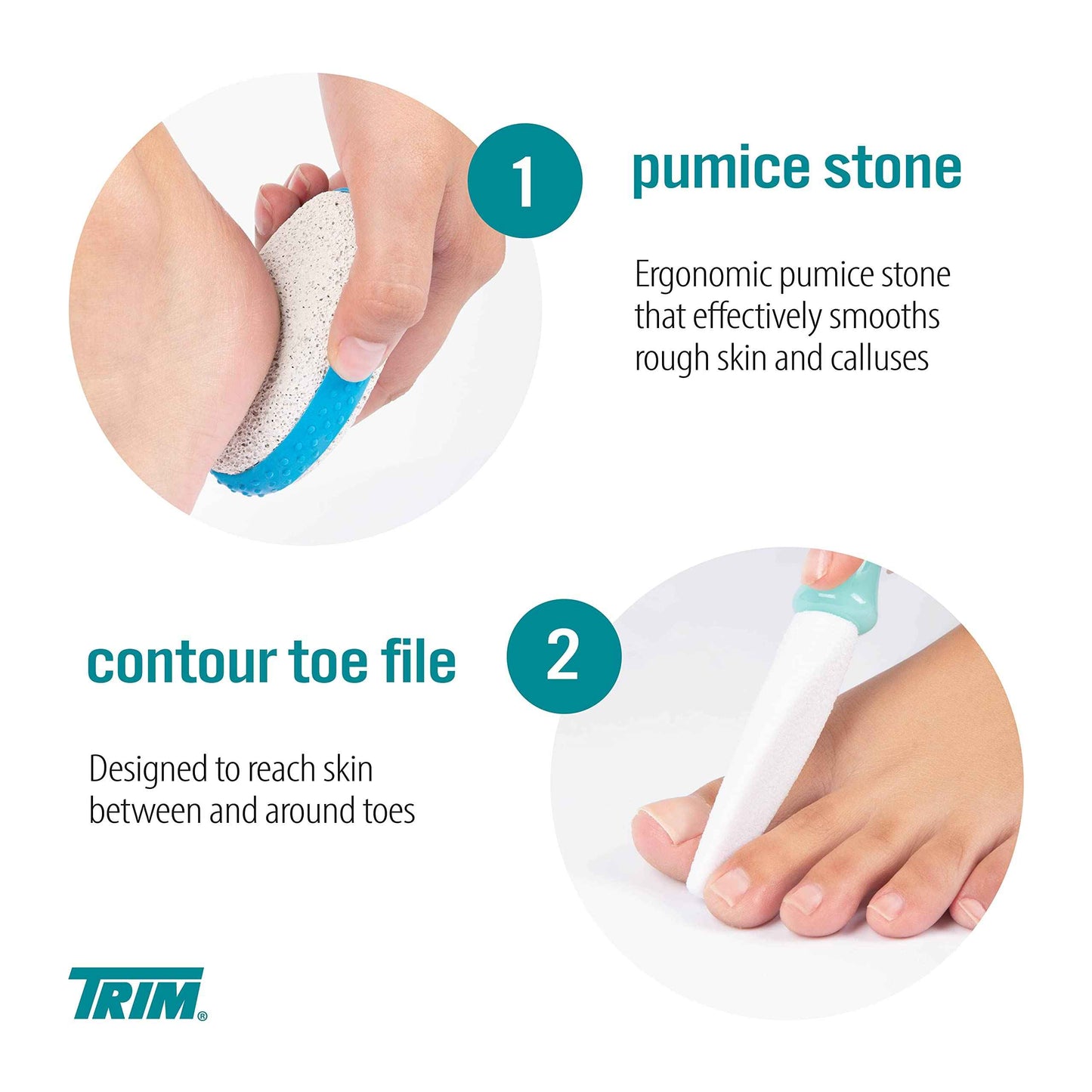TRIM Pedicure Kit – Everything You Need to Care for Your Feet – Includes Toenail Clipper, Cuticle Pusher, Pumice Stone, Callus Remover, Contour Toe File, Nail Brush & Storage Pouch – 6 (Pack of 4)