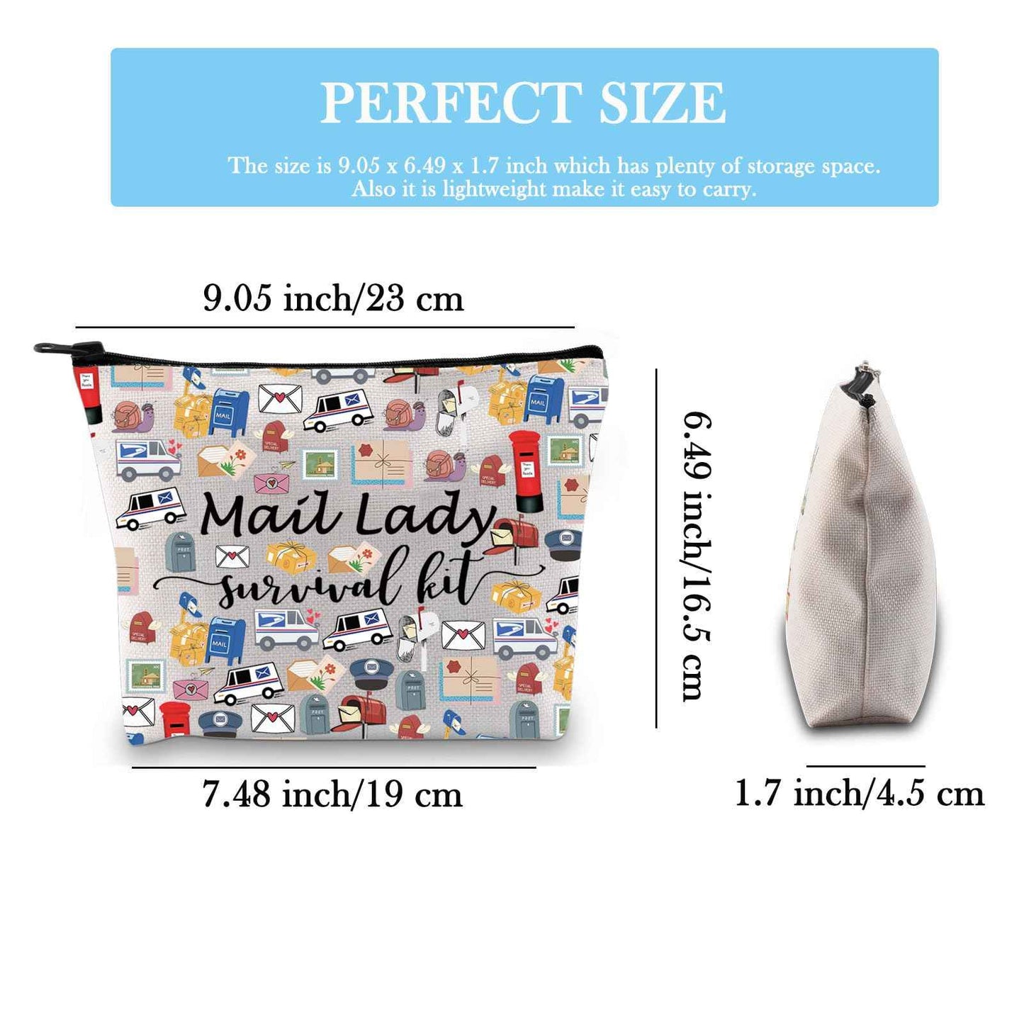 GJTIM Mail Lady Survival Kit Postal Worker Gift Zipper Pouch Makeup Bag Appreciation Gift for Mail Carrier Mailman (Survival Mail Lady 2 Bag)