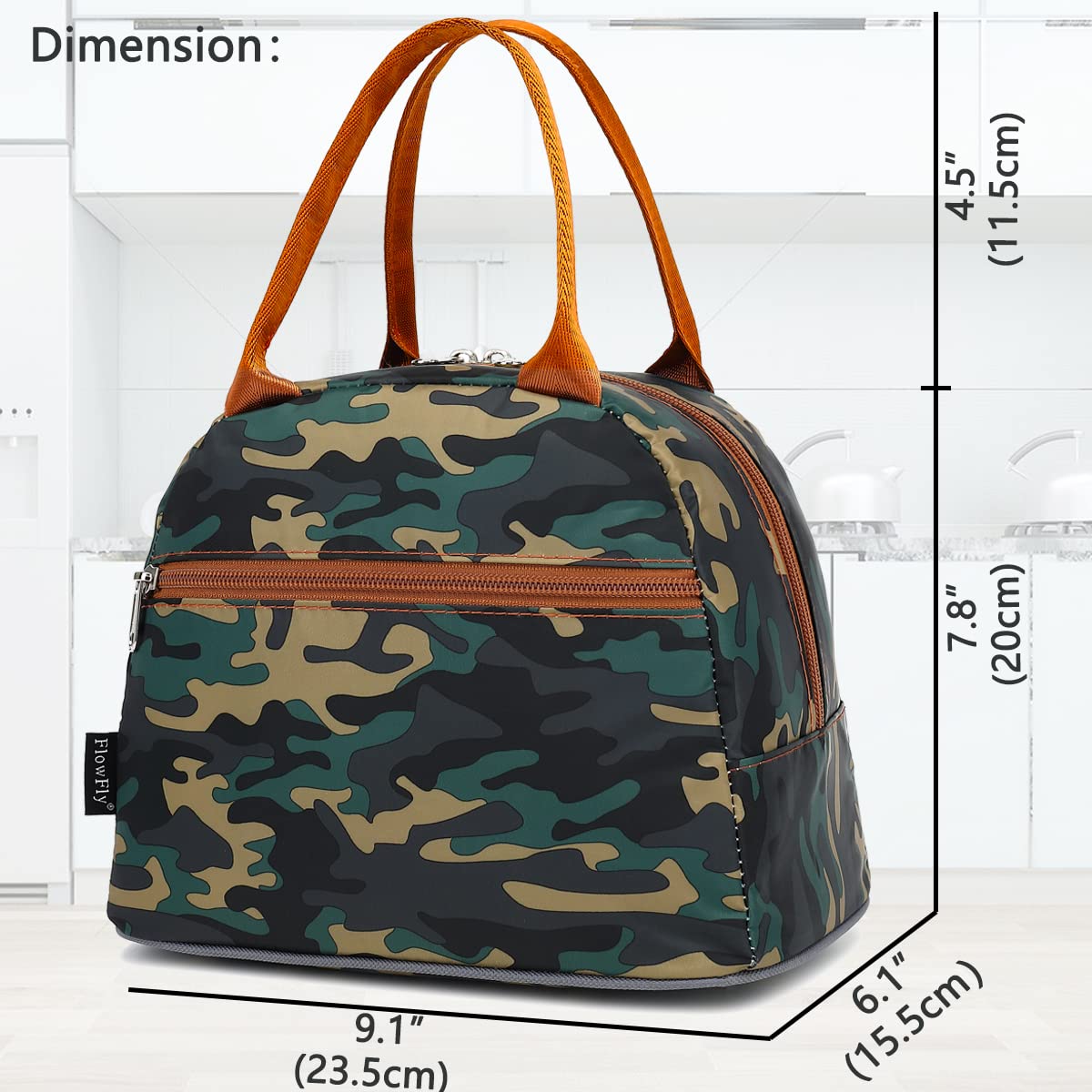 FlowFly Lunch Bag Tote Bag Lunch Organizer Lunch Holder Insulated Lunch Cooler Bag for Women/Men,Camo