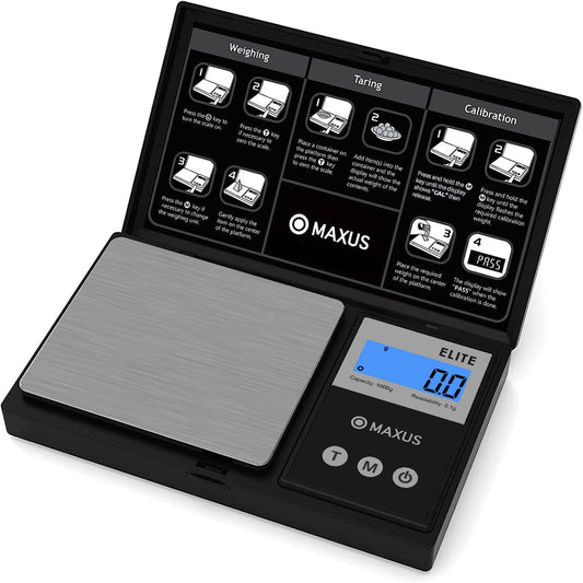 MAXUS Digital Gram Scale 1000g/0.1g, Small Food Scale with Backlit LCD, Mini Pocket Scale for Jewelry…