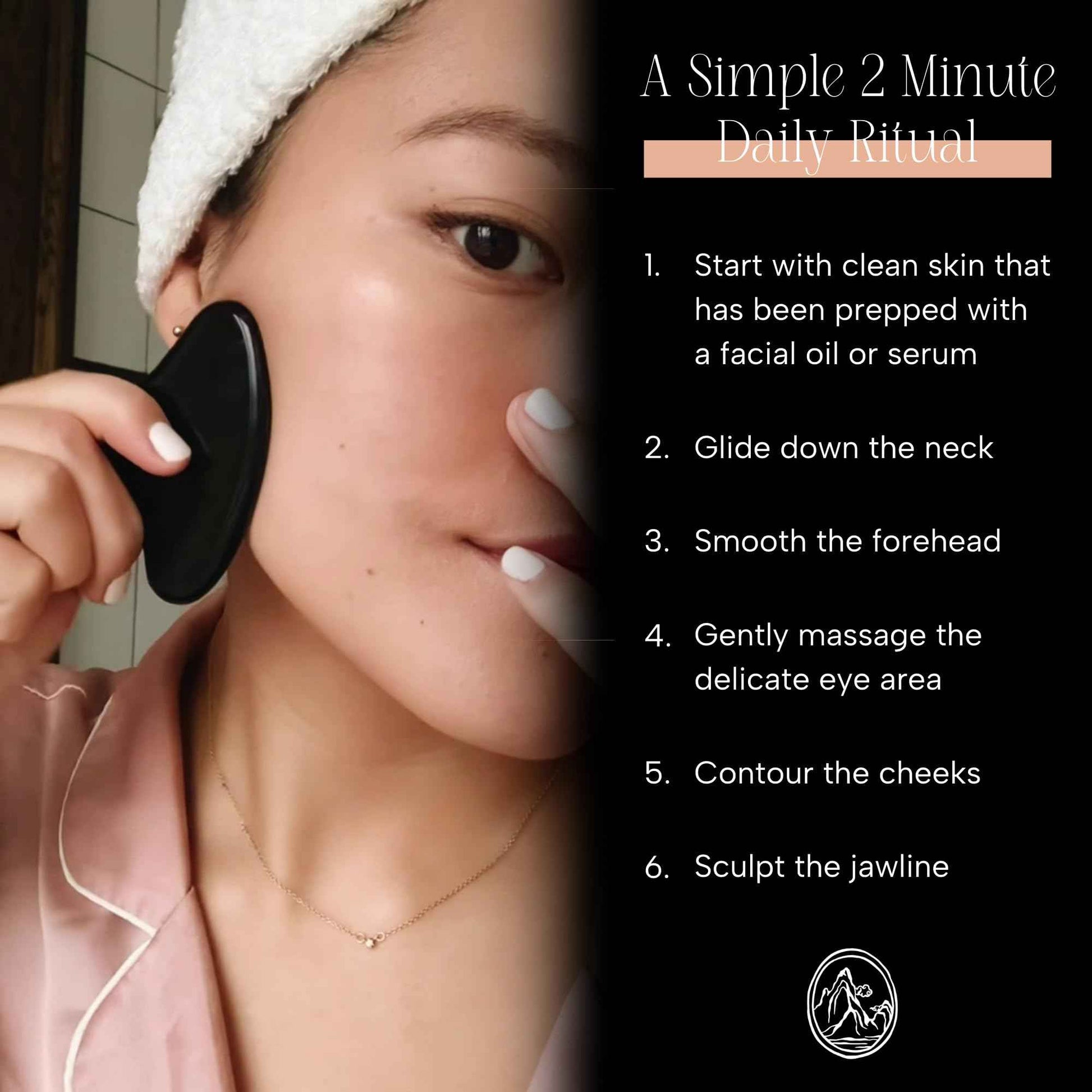 Mount Lai Obsidian Gua Sha Facial Tool – The Stone of Transformation – 100% Genuine Black Obsidian Stone Face Sculpting Tool for Lymphatic Drainage, Puffiness Reduction & Jaw Tension Relief