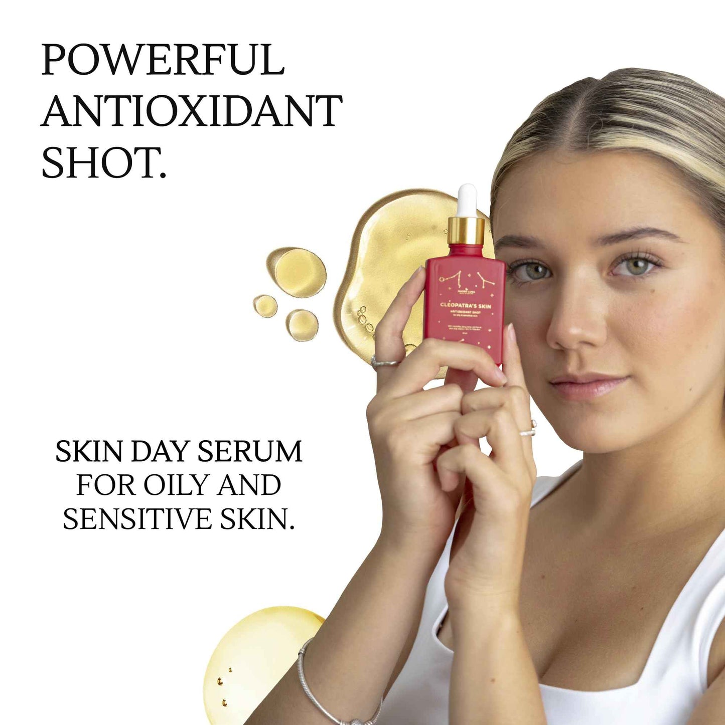 CLEOPATRA'S SKIN Moisturizing Serum – Ayurvedic Face Oil for Oily & Sensitive Skin – Antioxidant, Anti-Aging & Hydrating with Pomegranate & Manjistha, Non-Greasy & Collagen-Boosting Glow Oil