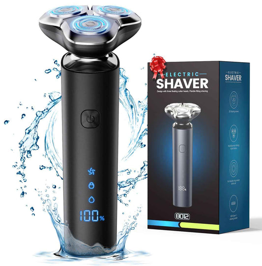 Electric Razor for Men, Men's Electric Shaver, 3-Blade Rotary Shaving System, Touch Switch, Type-C Fast Charging, LED Display, Travel Lock, 90+ Minutes Run Time