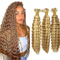 P27/613 Blonde Braiding Hair 24" Deep Wave Human Hair Extensions