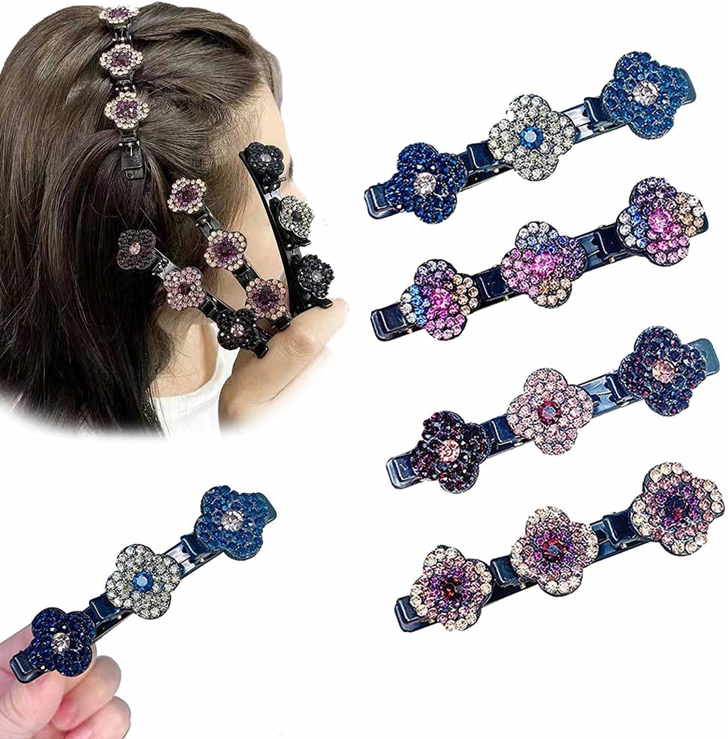 KAIEHONG 8PCS Hair Clips,Crystal Hair Clips,Hair Clips for Women Braided,Duckbill Hair barrettes for Women Satin Fabric Hair Bands suit Girls and Women (Hair clips 1)