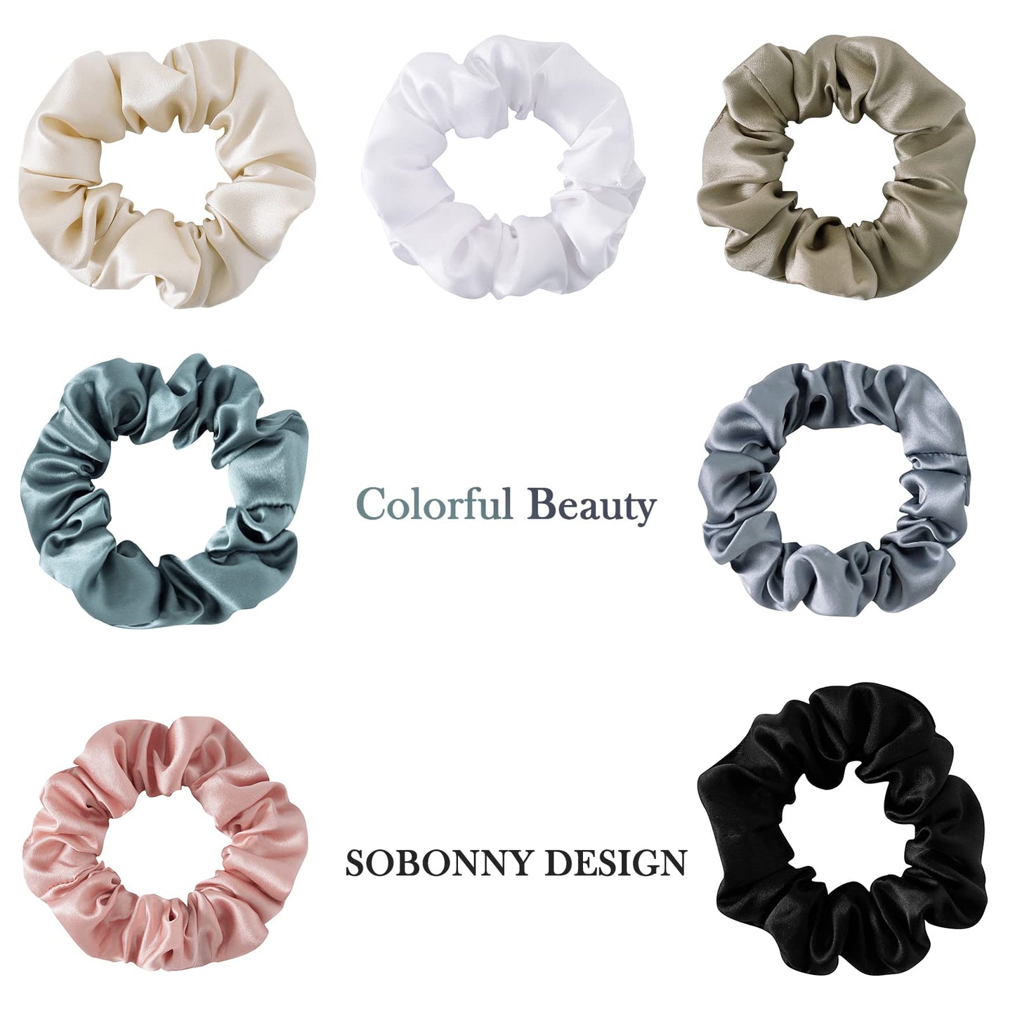 SOBONNY Mulberry Silk Hair Scrunchies, 3 Count, 100% Silk, No Damage for Frizz Prevention, Sleep and Night Scrunchie, Hair Accessories for Women (Black, Haze Blue, Rubber Red)