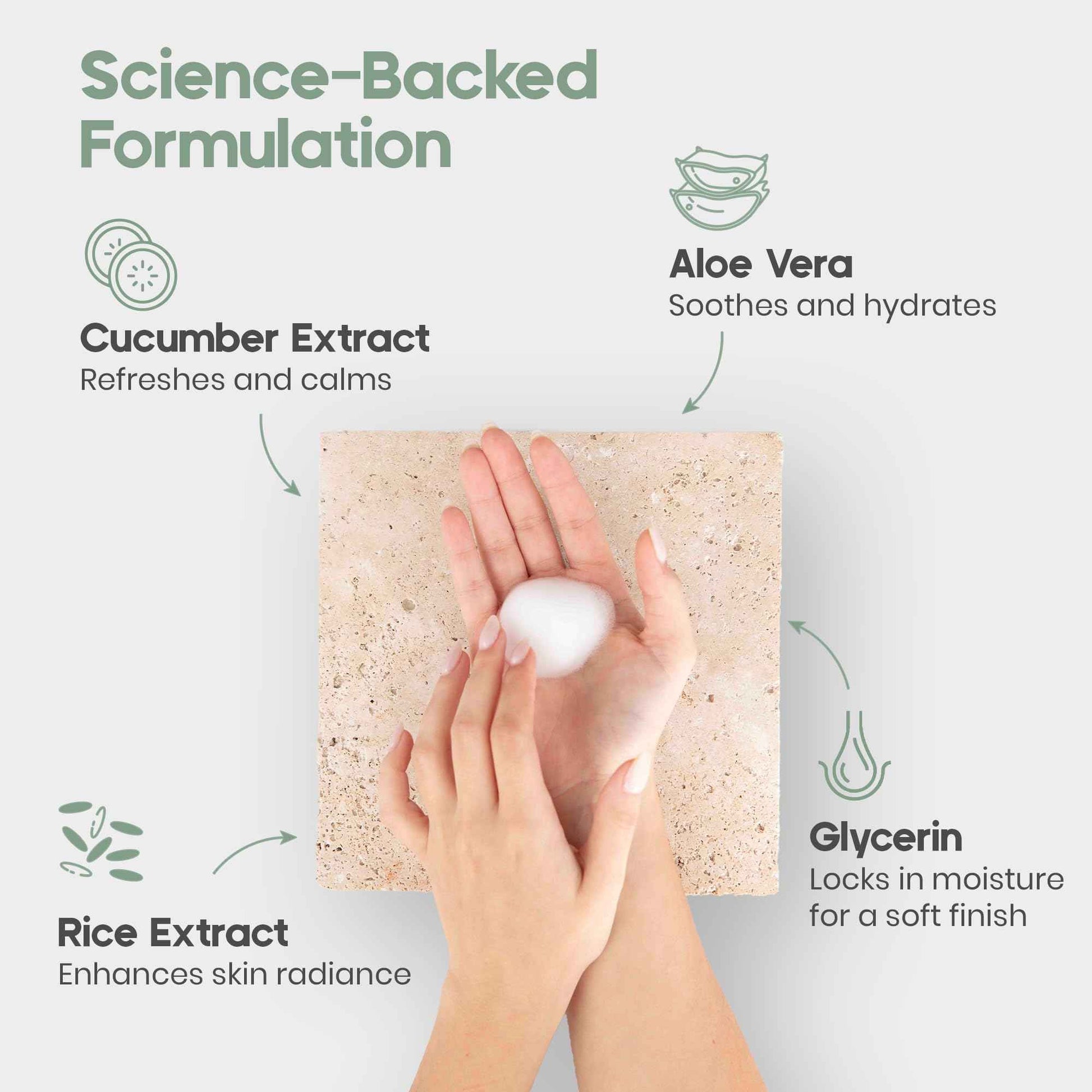 IKI Skincare - KIREI Foam Cleanser - Gentle Face Wash for Women with Aloe Vera & Cucumber Extract, Hydrating & Soothing, Dermatologically Tested, Suitable for Sensitive Skin, Paraben-Free