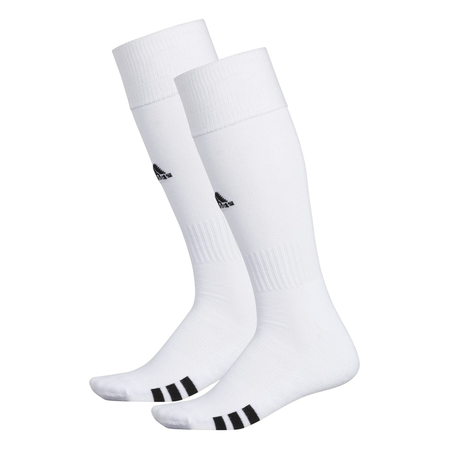 adidas Rivalry Soccer Socks Cushioned Over The Calf (OTC) (2-Pair), White/Black, X-Small