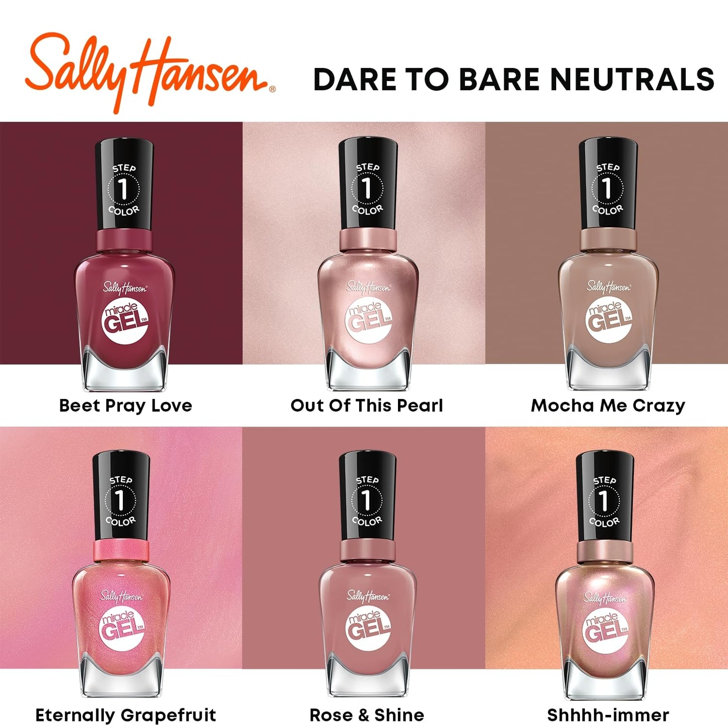 Sally Hansen Miracle Gel™, To the Taupe, Long Lasting, Gel-Like Formula, No UV Lamp Needed, Taupe Nail Polish