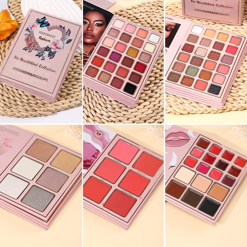 Makeup Book Palette - 6-in-1 Eye Shadow, Blusher & Lipstick