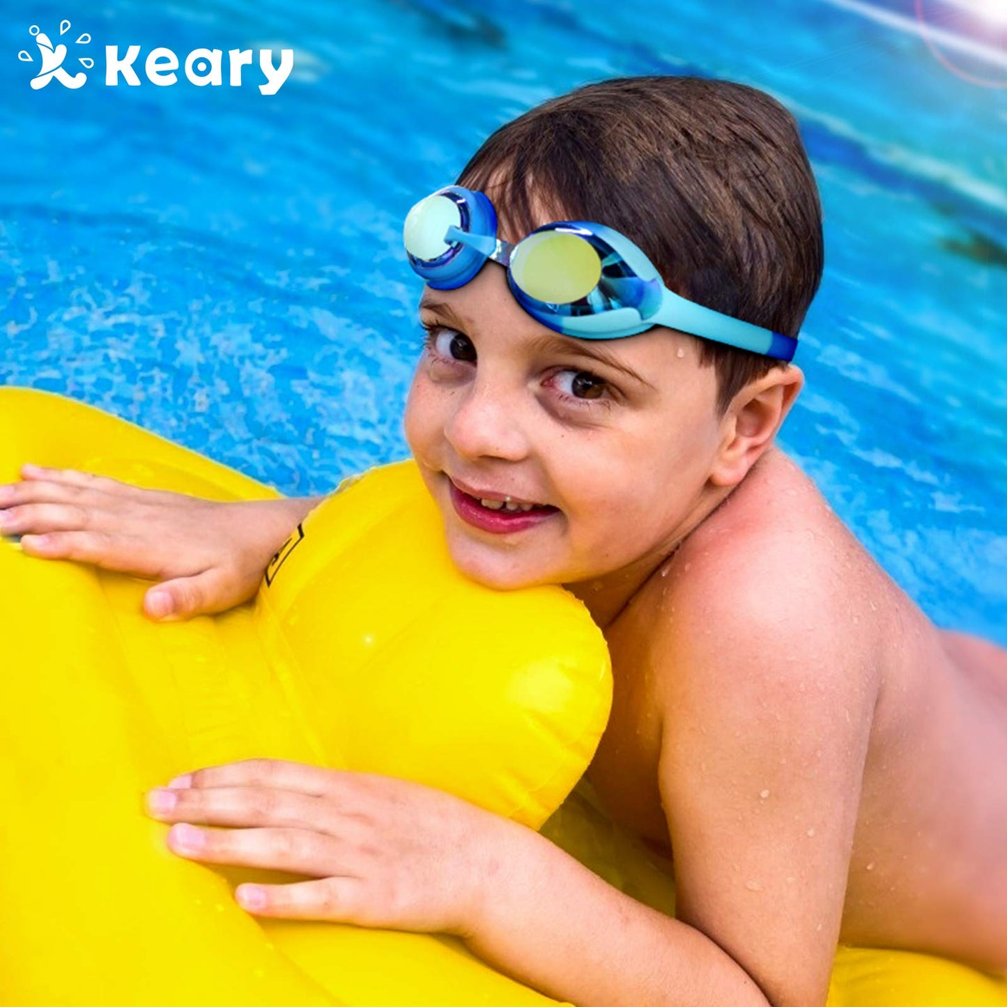 Keary 2 Pack Kids Swim Goggles Swimming Goggles for Toddler Children Girls Boys Youth, Anti-Fog Waterproof Anti-UV Clear Vision Mirror Flat Lens Water Pool Goggles with 3 Nose Piece, Boy Kids Goggles