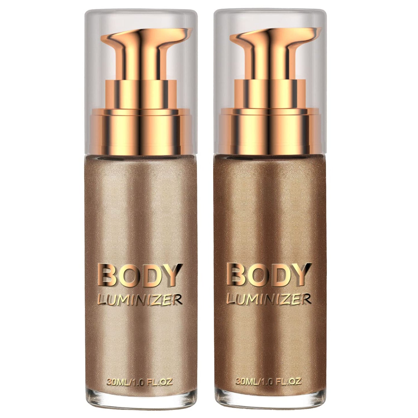 2 Pcs Liquid Illuminator, Body Shimmer Highlighter Makeup Waterproof Smooth Shimmer Glow Liquid Foundation Moisturizing for Face & Body,Smooth Body Shimmer Lotion（Glistening Bronze+Champagne Gold）