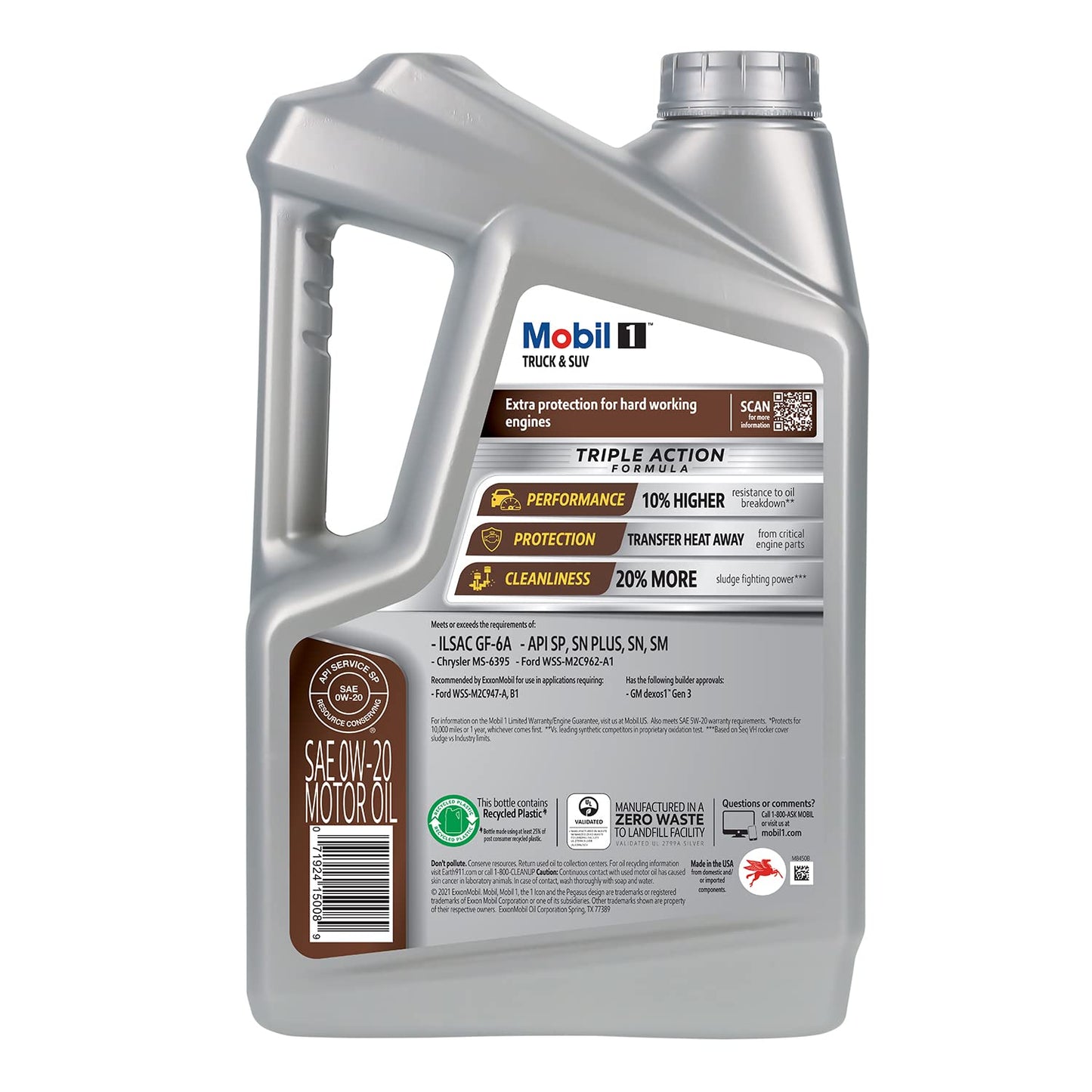 Mobil 1 Truck & SUV Full Synthetic Motor Oil 0W-20, 5 Quart (Pack of 2)