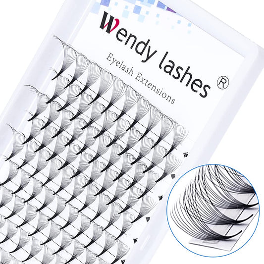 Volume Lash Extensions 10D 12D Premade Fans Eyelash Extensions 0.07mm Thickness 14-20mm Mixed C/D Curl Short Stem Premade Volume Eyelash Extensions Pointed Base Fans