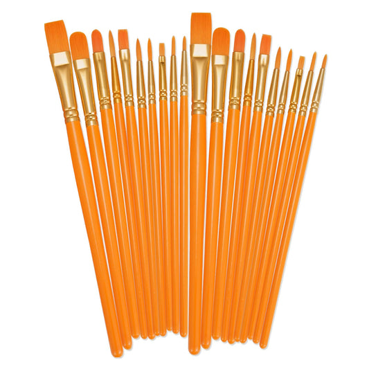 BOSOBO Paint Brushes Set, 10 Pieces Round Pointed Tip Paintbrushes Nylon Hair Artist Acrylic Paint Brushes for Acrylic Oil Watercolor, Face Nail Body Art, Miniature Detailing & Rock Painting, Orange