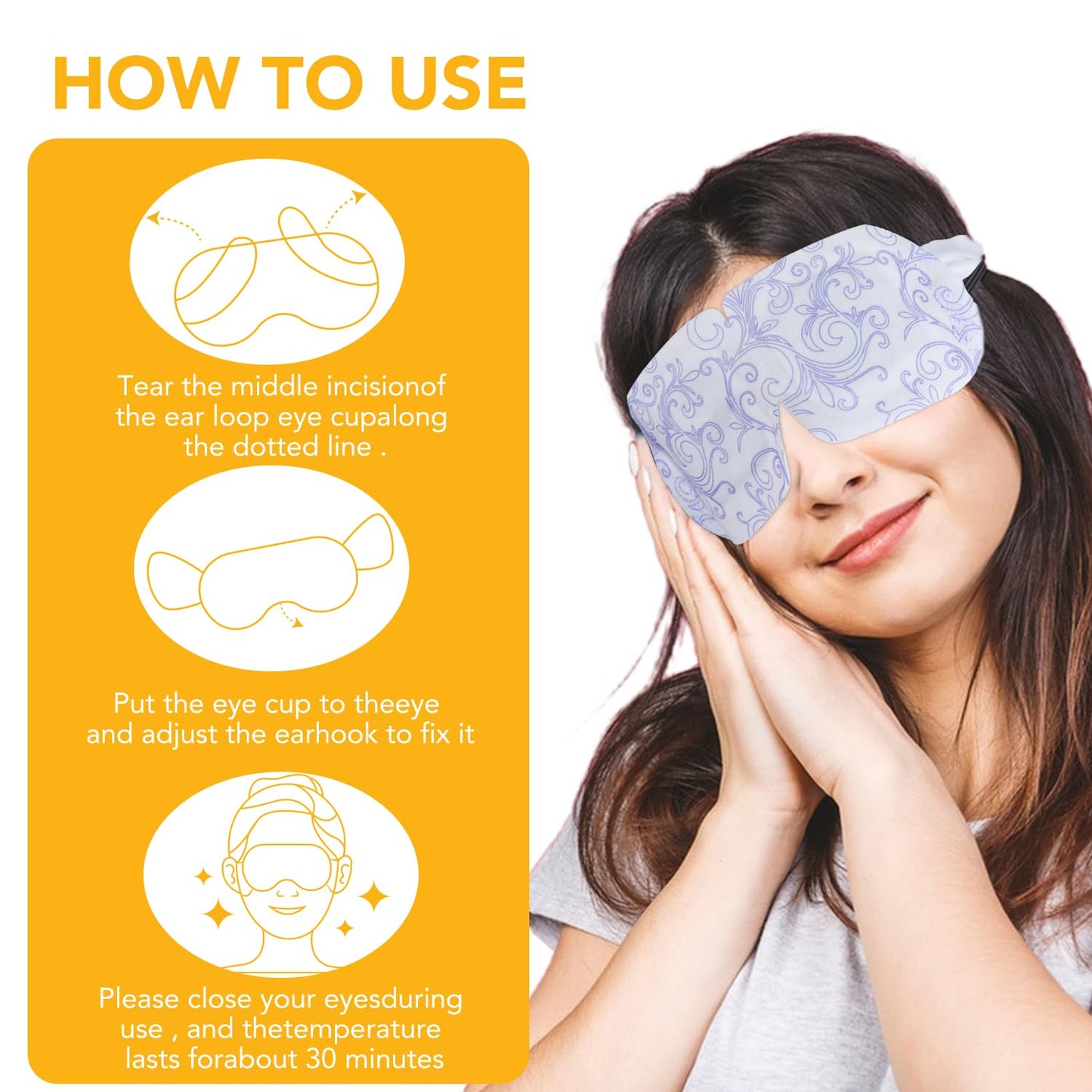 XPCARE Steam Eye Masks for Dry Eyes, Self Heated Steam Warm Eye Mask, Disposable Heated Eye Mask for Dark Circles, Puffy Eyes, Relief Stress Eye Fatigue (48PACK-Chamomile)