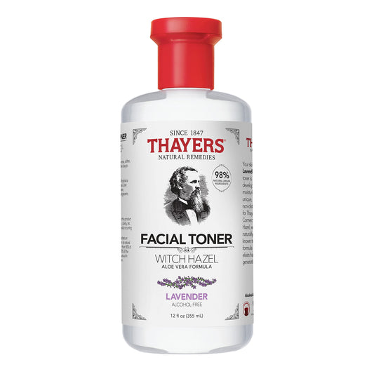 THAYERS Alcohol-Free, Hydrating Lavender Witch Hazel Facial Toner with Aloe Vera Formula, Vegan, Dermatologist Tested and Recommended, 12 Oz
