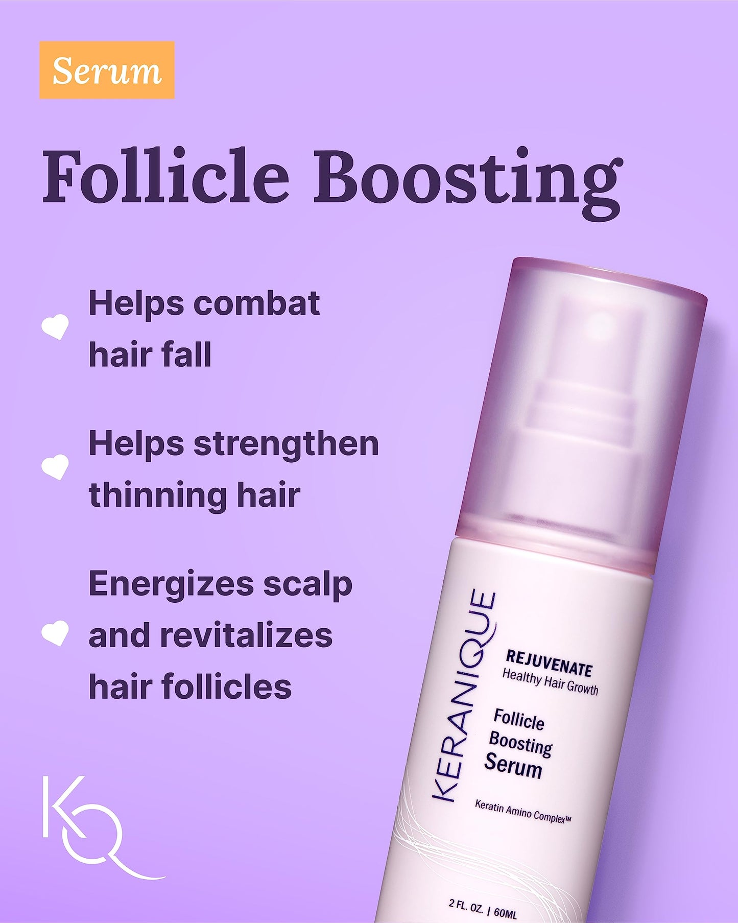 Keranique Volumizing Hair Products Set for Thinning Hair - Thickening Shampoo and Conditioner, Follicle Booster Hair Serum, Volumizing Spray - Fine Hair Texture Boost and Repair with Keratin for Women