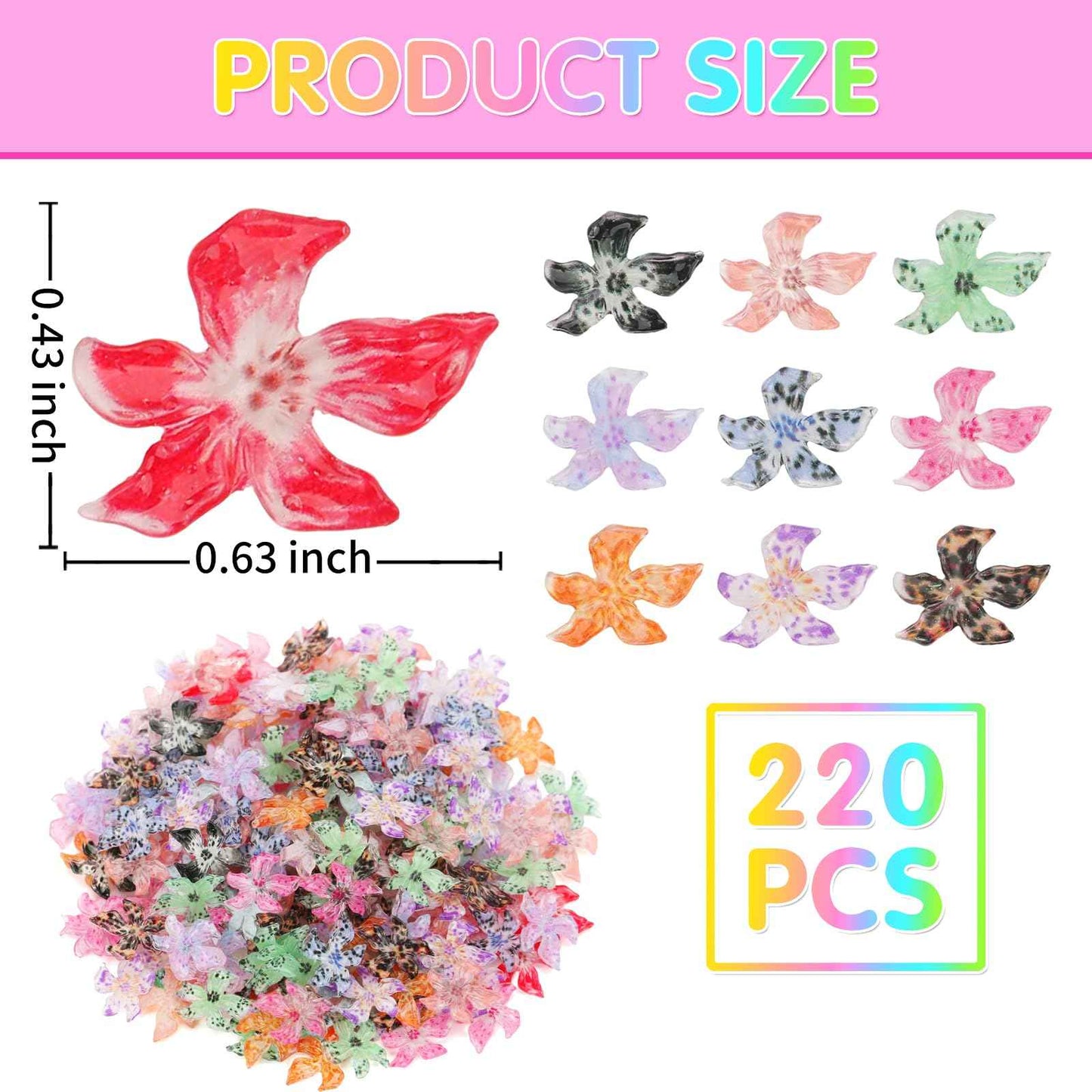 Mini Flowers Figurines, 220pcs Miniature Dollhouse Accessories Tiny Flowers for Crafts Nails Charm Figurines for DIY Fairy Garden Dollhouse Micro Landscaping Decoration