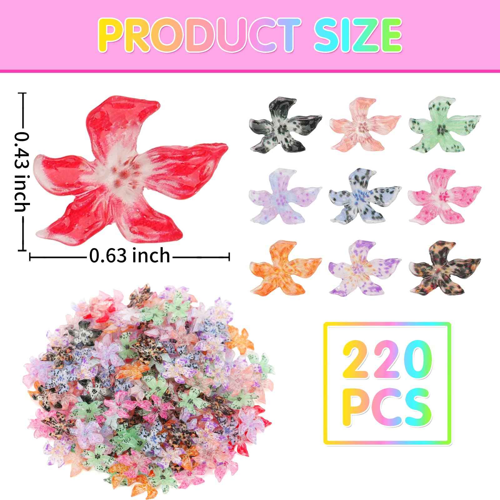 Mini Flowers Figurines, 220pcs Miniature Dollhouse Accessories Tiny Flowers for Crafts Nails Charm Figurines for DIY Fairy Garden Dollhouse Micro Landscaping Decoration