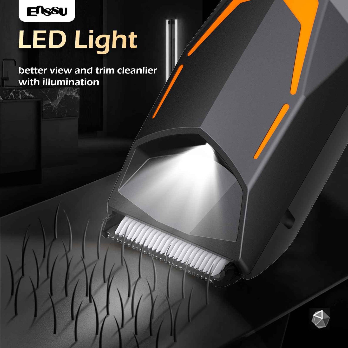 ENSSU Manscape Body Hair Trimmer for Men with LED Light for Balls/Pubic/Groin/Legs/Chest, IPX7 Waterproof Body Groomer with Ceramic Blade, Fast Charging Shaver for Wet or Dry Use