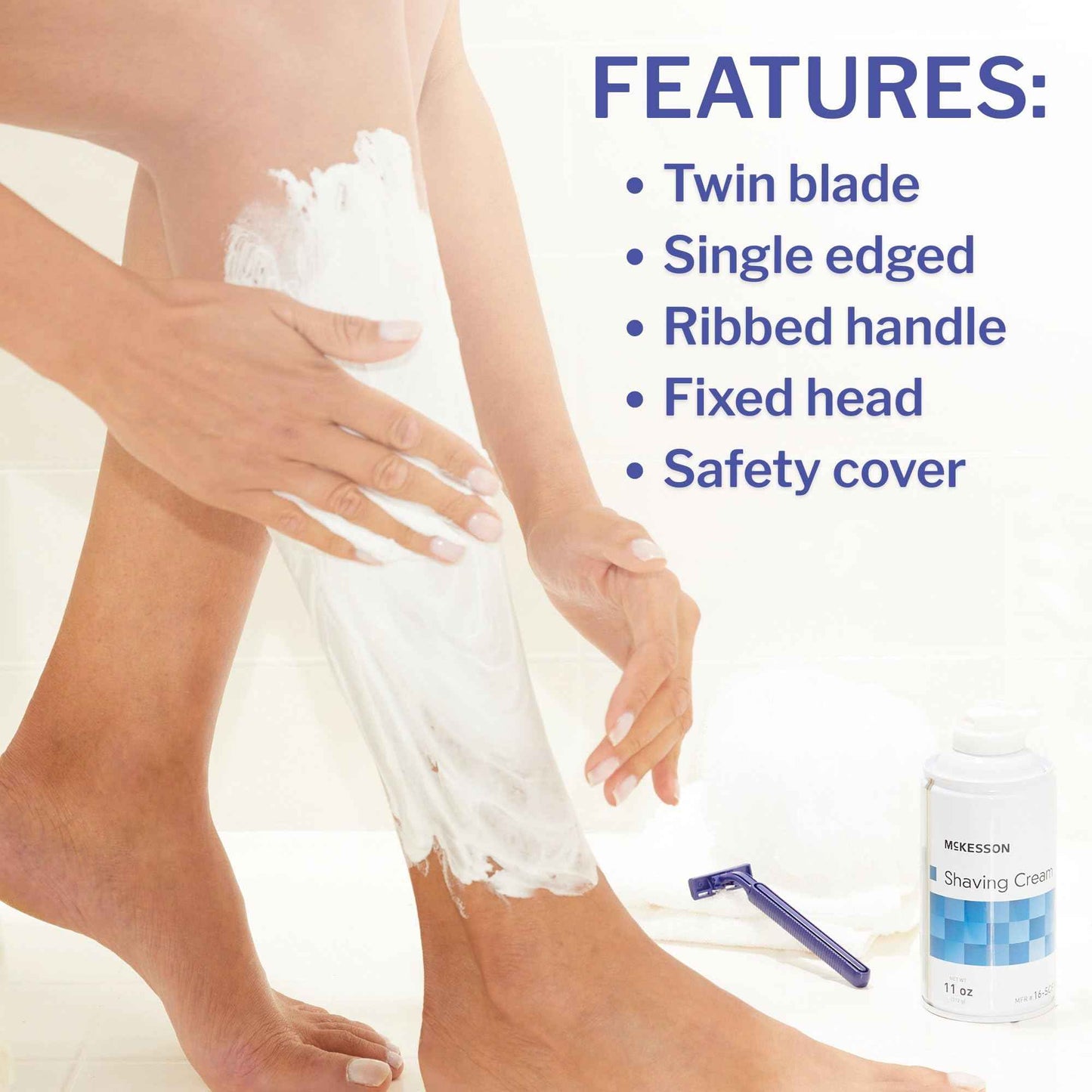 McKesson Disposable Razors [100 Count] – Twin Blade Bulk Shaving Razors for Men & Women, Stainless Steel, Blue, Single-Use for Medical Clinics, Tattoo, Travel, Camping & Salon Care