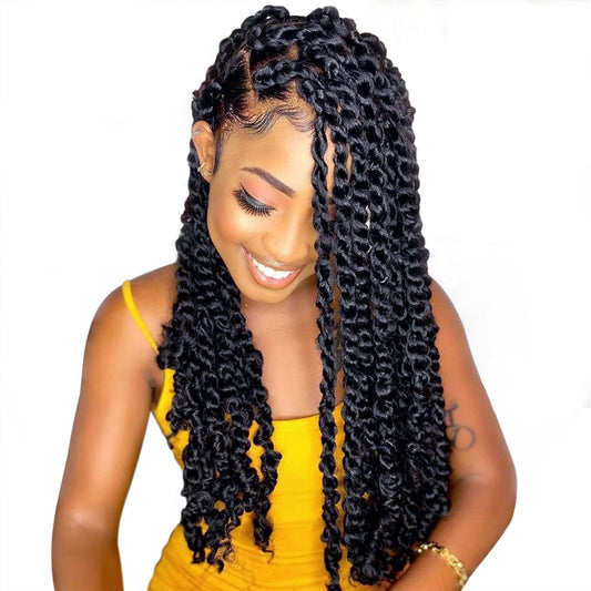 Passion Twist Hair 18 Inch Water Wave Crochet Hair for Women Curly Bohemian Braiding Hair Extensions Crochet Braids 6 Packs 1B