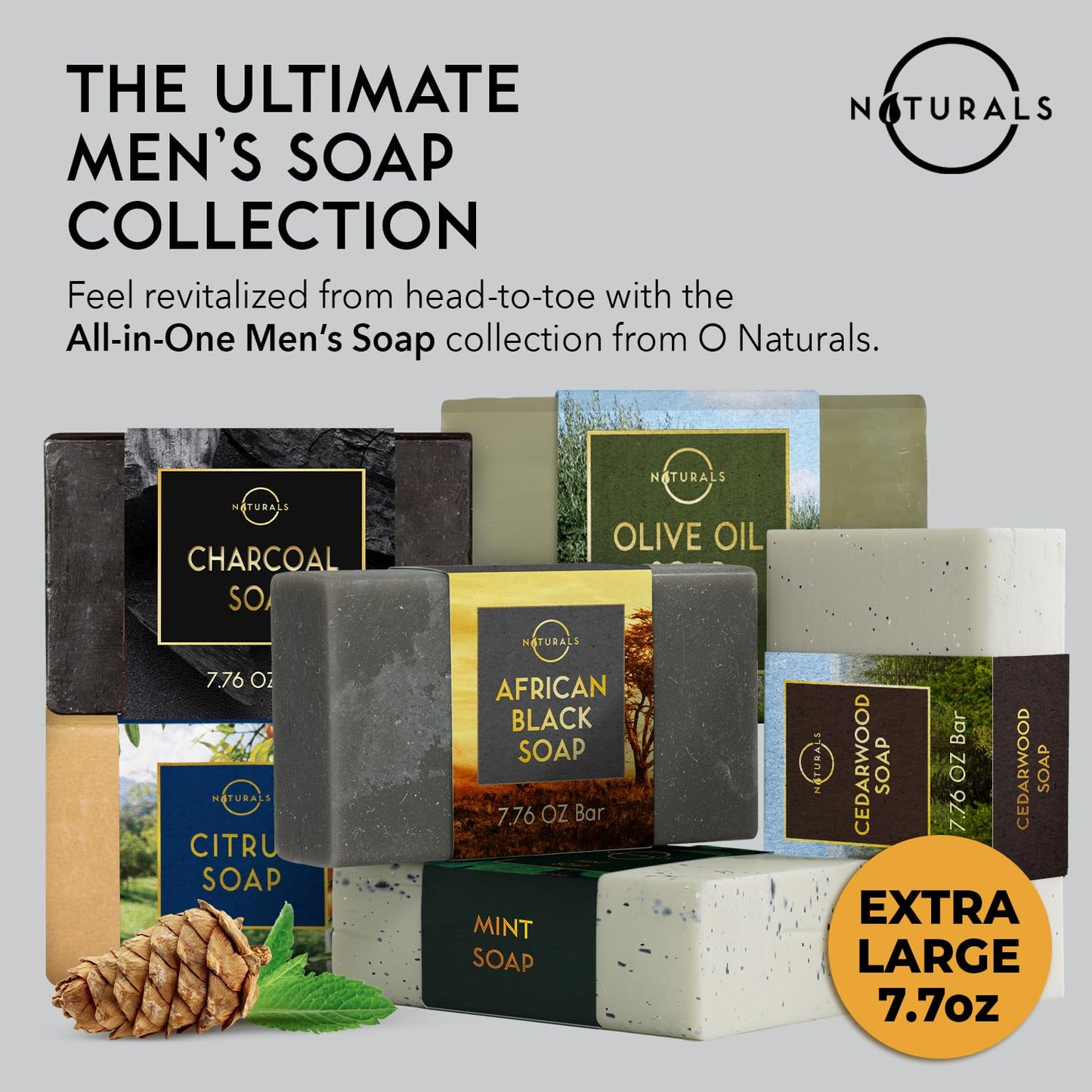 O Naturals Men's Soap with Olive Oil - Deep Cleansing, Soothing, Triple Milled, Organic, No Harmful Ingredients