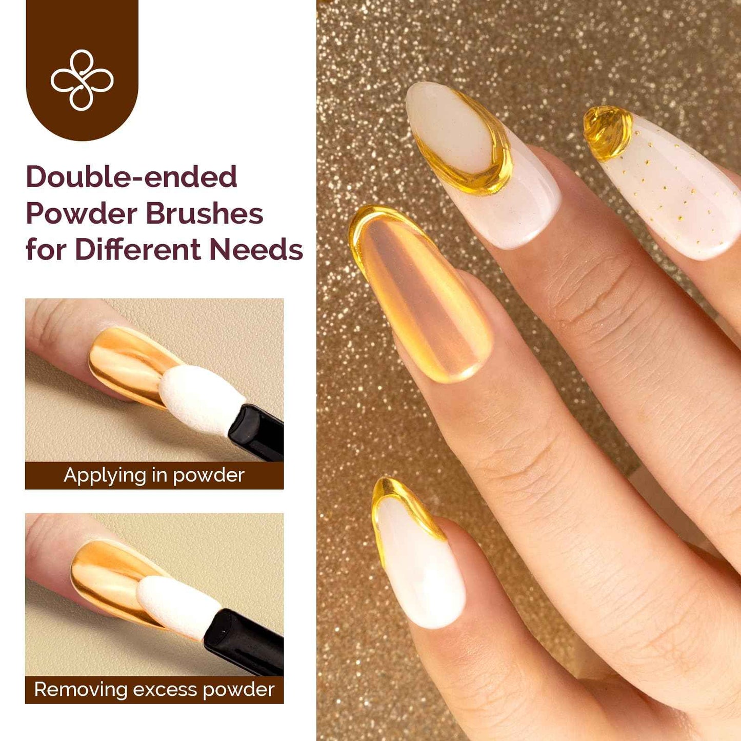 MelodySusie Gold Chrome Nail Powder for Gel Nails,Metallic Mirror Effect Pigment Stylish and Technological Fine Glitter for Home DIY Salon Use