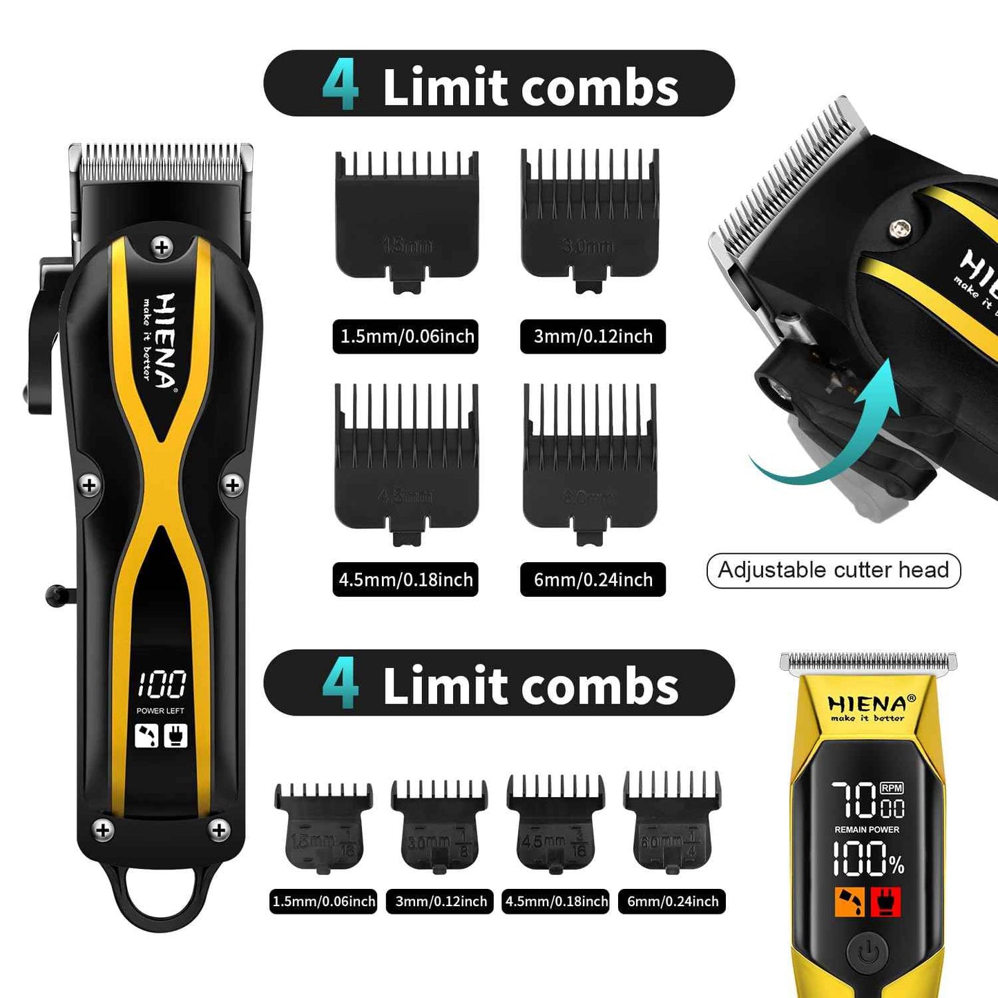 Professional Hair Clippers for Men, Electric Hair Clipper Set for Barber Kit ，Hair Clipper and Trimmer Set，Full Barber Clipper Set with LED Display Gifts for Men